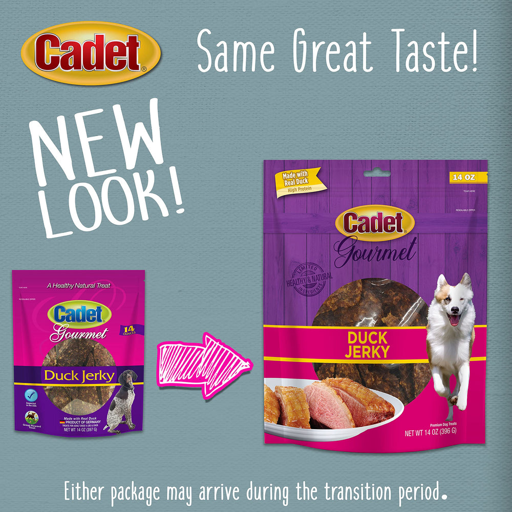 Cadet Duck Treats limited ingredients highlights natural-duck formula with no artificial colors or flavors.
