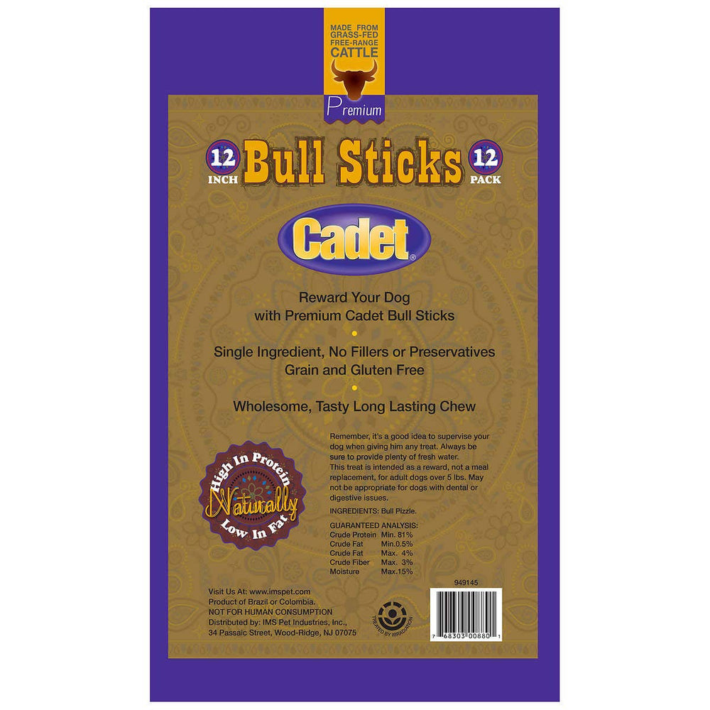 Cadet Gourmet Bull Sticks close-up texture, real meat quality for chew satisfaction and routine use.