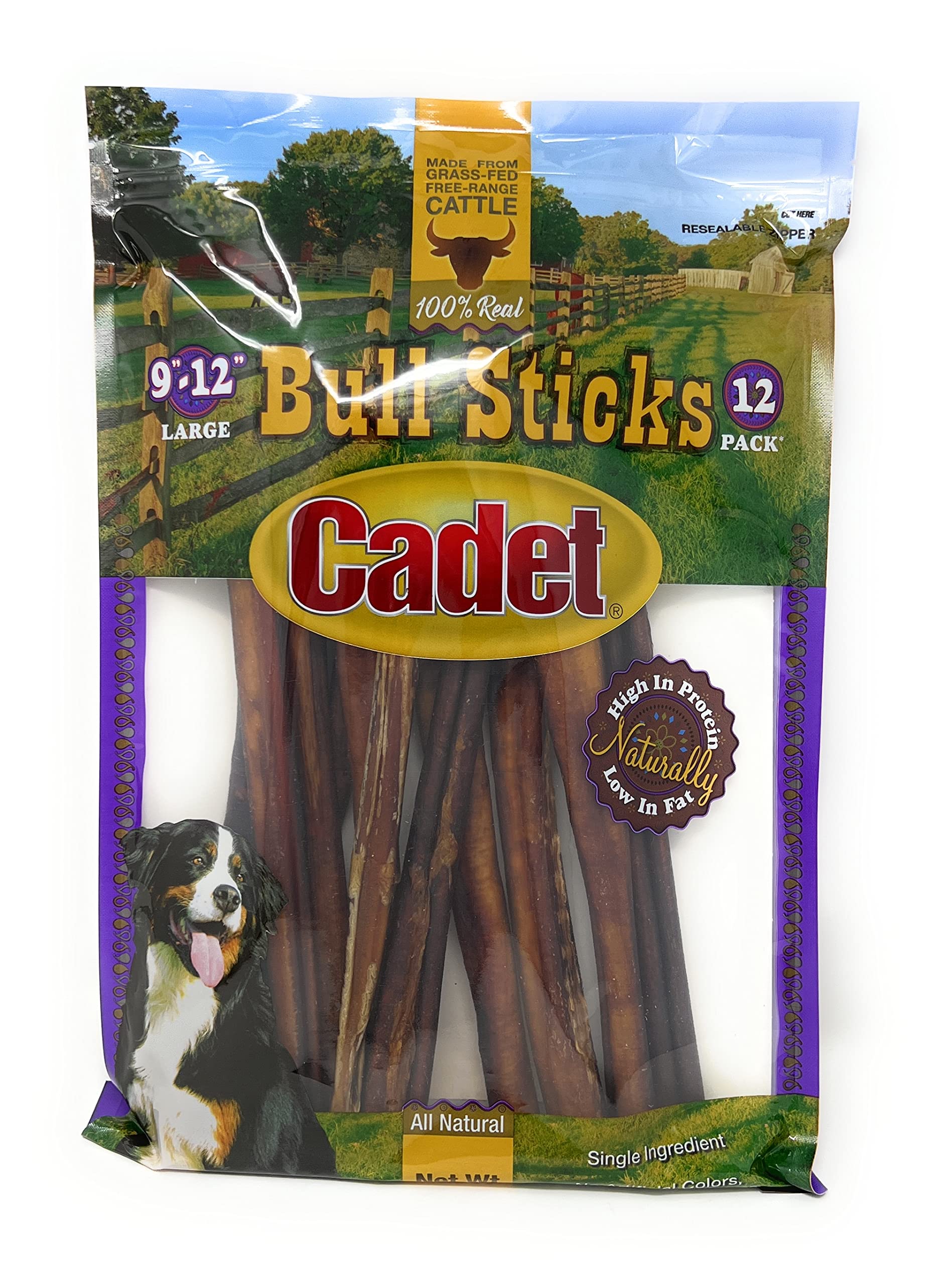 Cadet Gourmet Bully Sticks 12-inch close-up texture—chew-friendly.