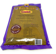 Cadet Gourmet Bully Sticks 12-inch sticks laid out—lasting chew time.