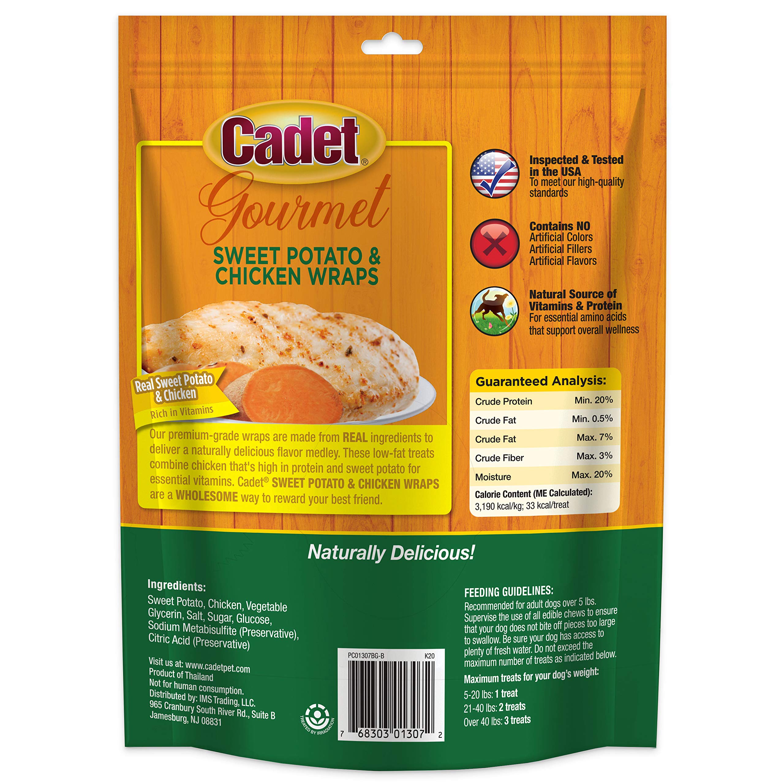 Cadet Gourmet Wraps small dog serving in bite-sized training portions.