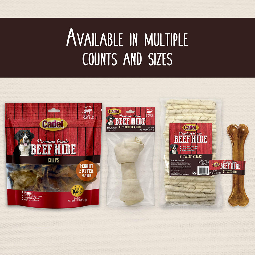 Cadet packaging shows rigorous quality inspection for dog chews.