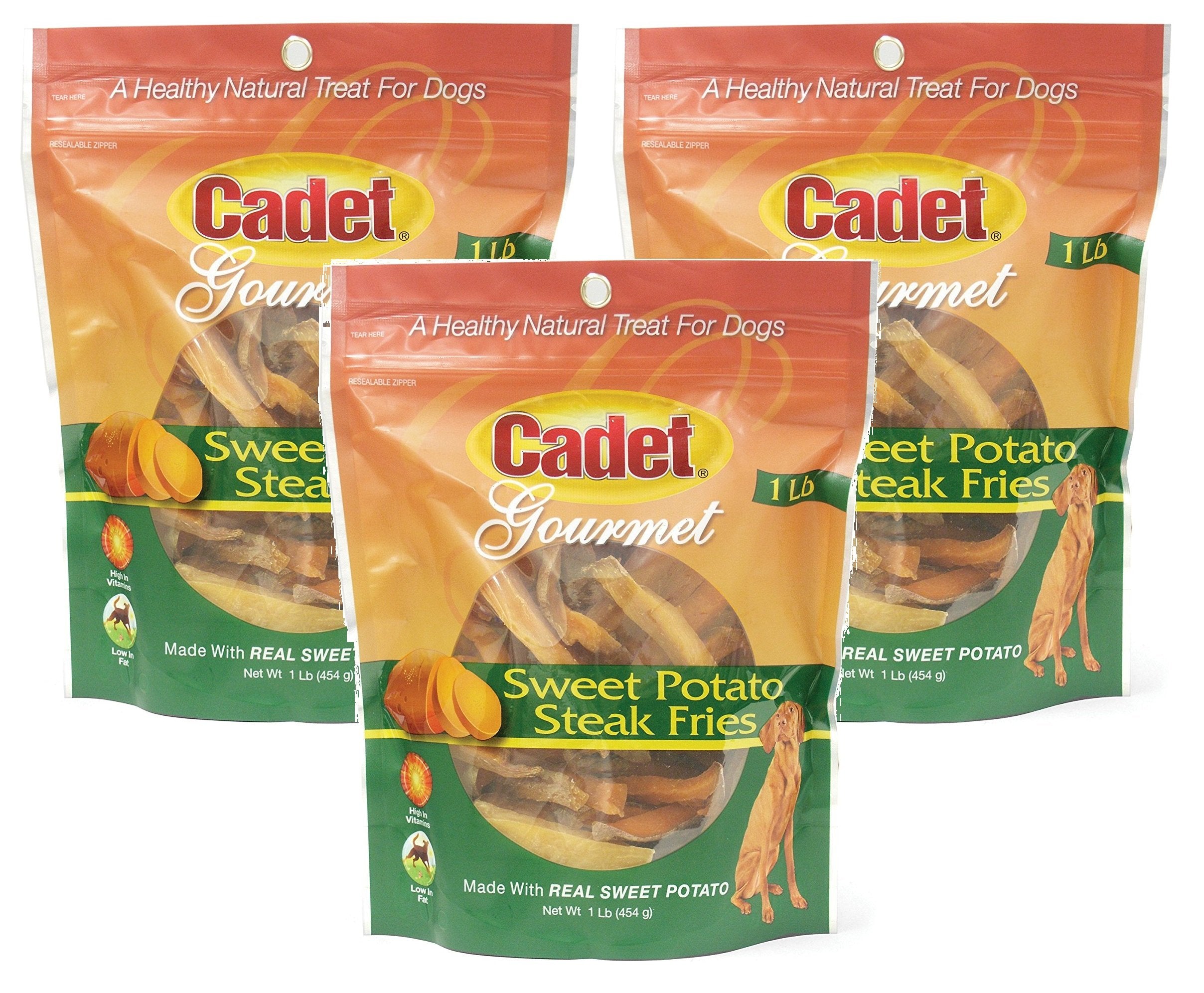 Cadet Sweet Potato Steak Fries 3-pack outer box for easy gifting and storage.