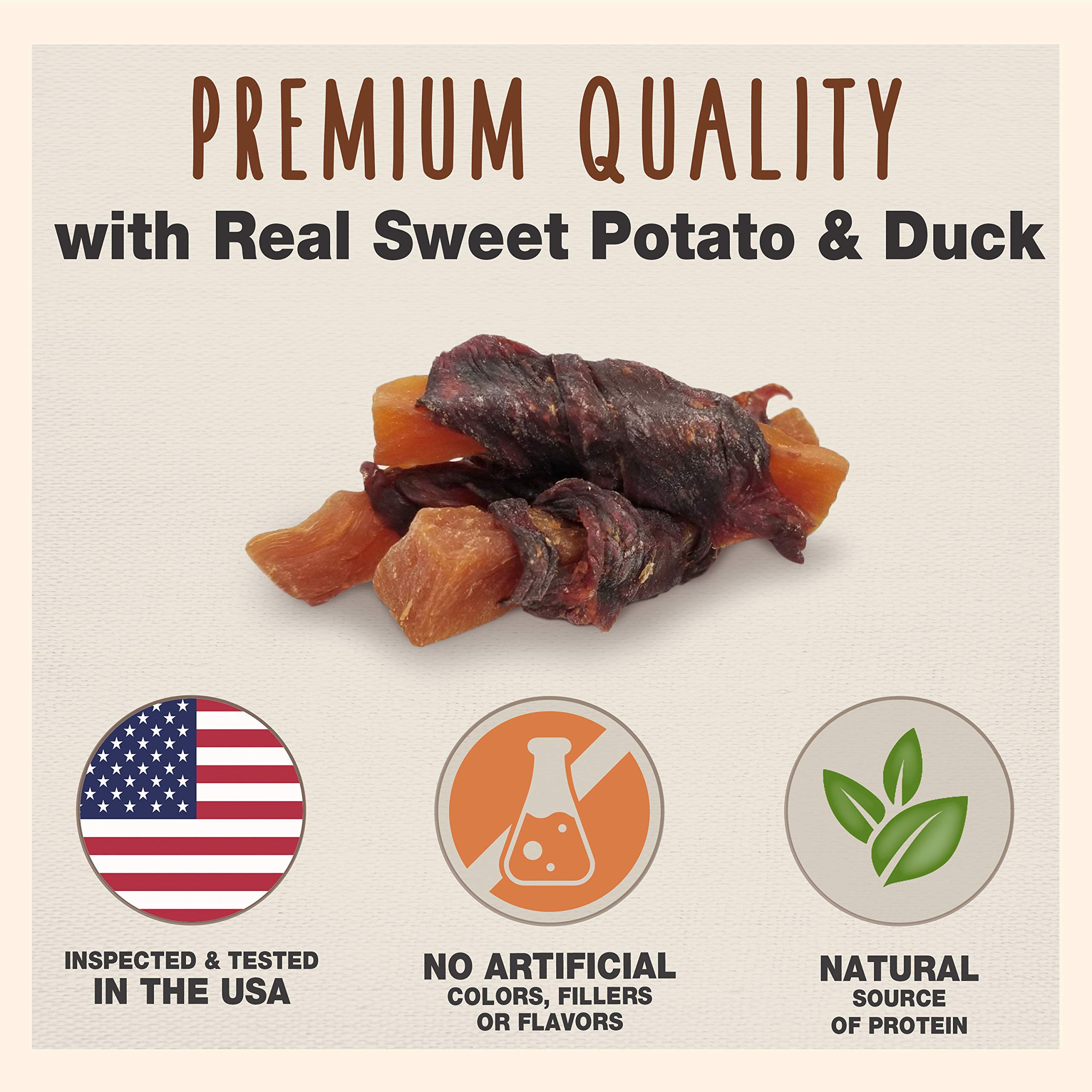 Cadet Sweet Potato Duck Wraps close up reveals chewy texture for training rewards