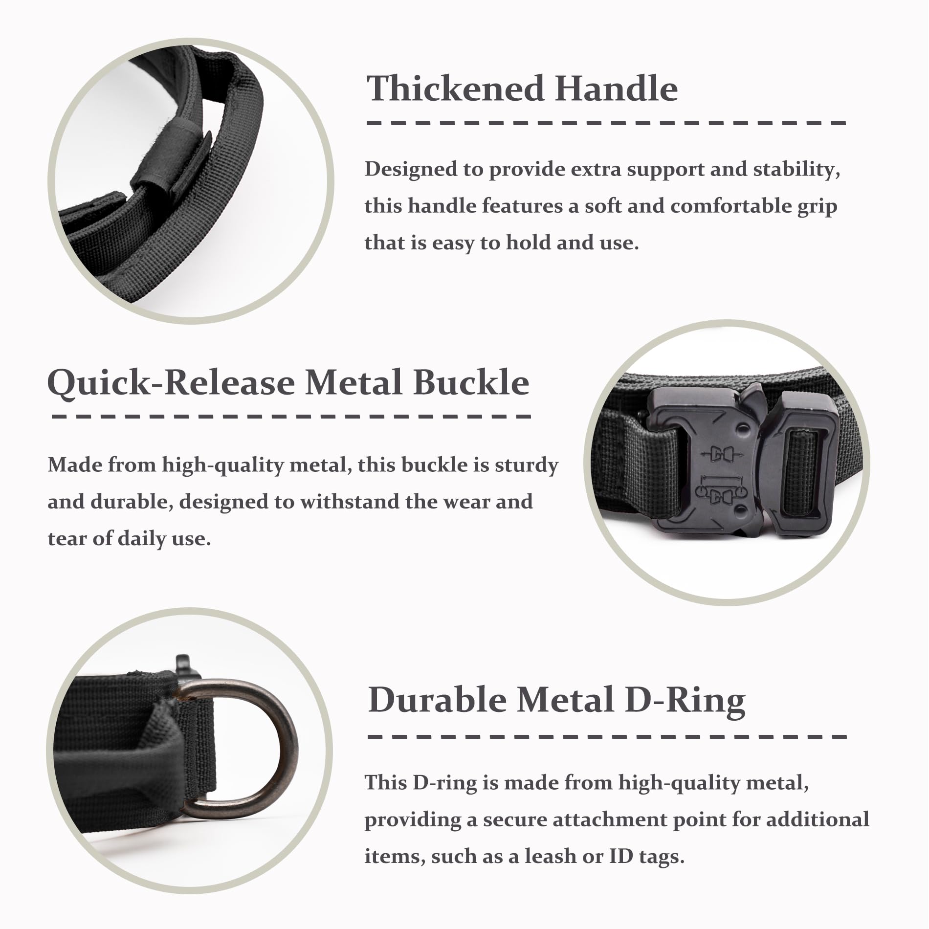 CADONO tactical dog collar adjustable length demonstrates versatile fit for dogs