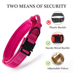 CADONO Tactical Dog Collar double security design combines Velcro, sturdy buckle for dependable control.