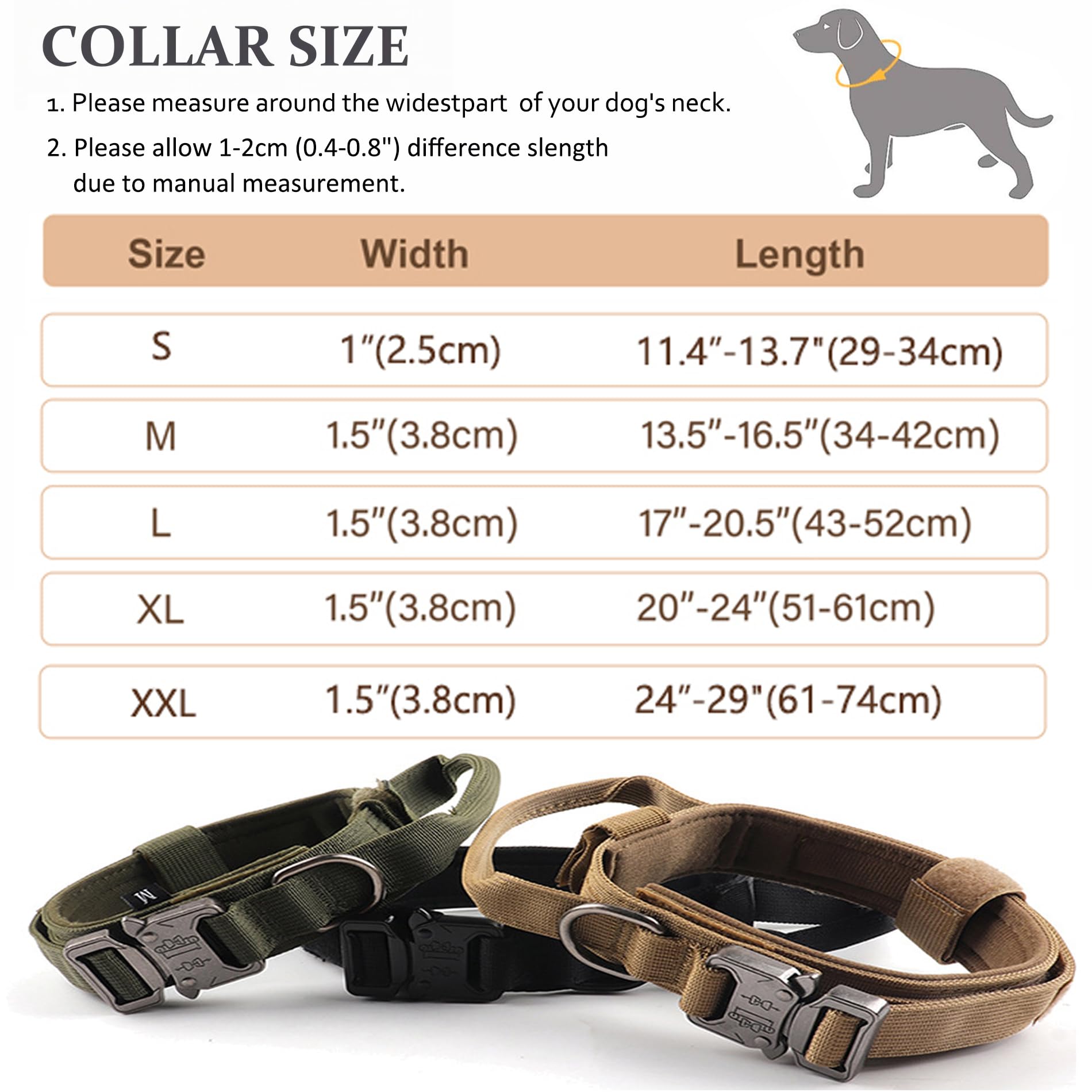 CADONO Tactical Dog Collar padded inner promises comfortable wear for long training sessions.