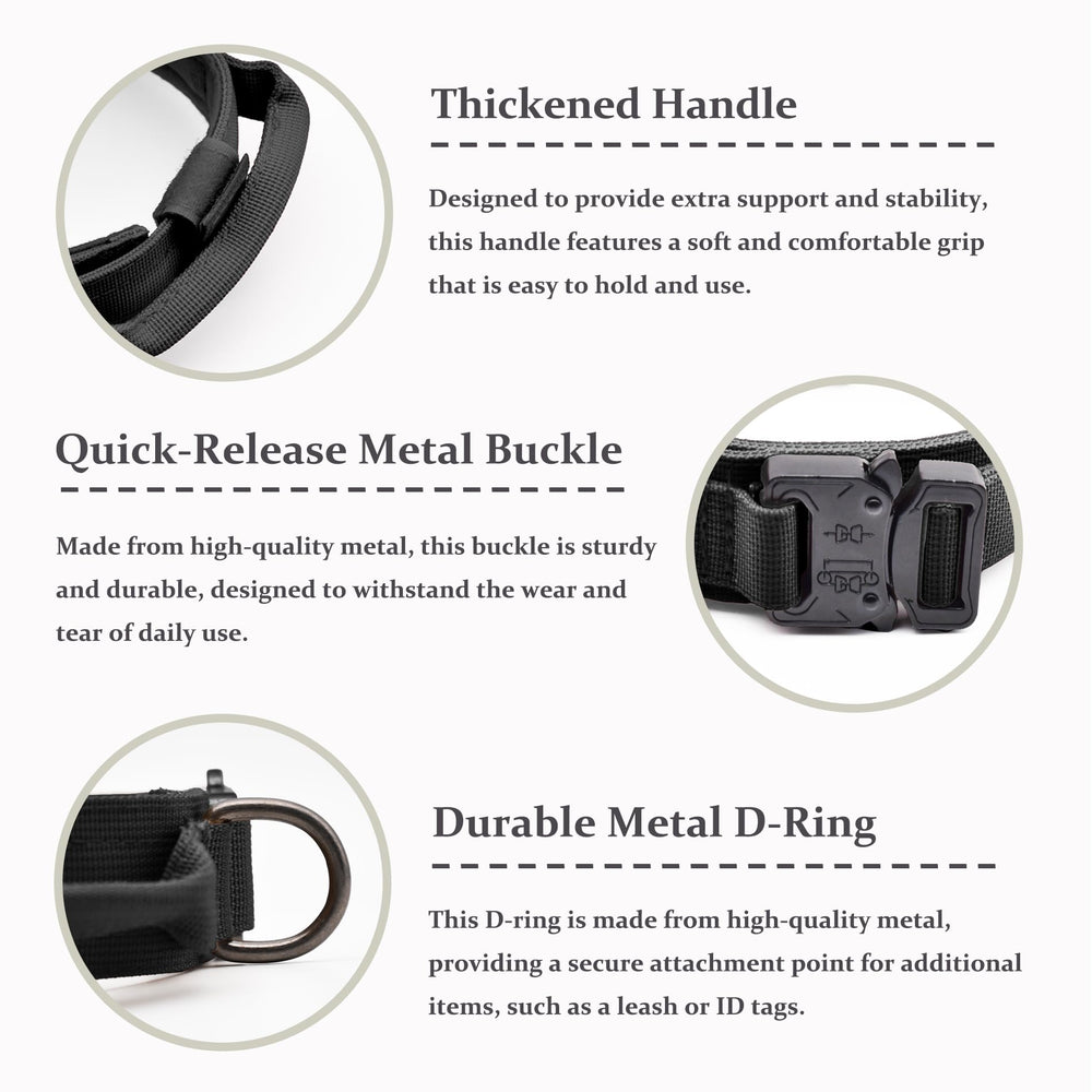 CADONO tactical dog collar quick-release buckle closeup for easy on-off