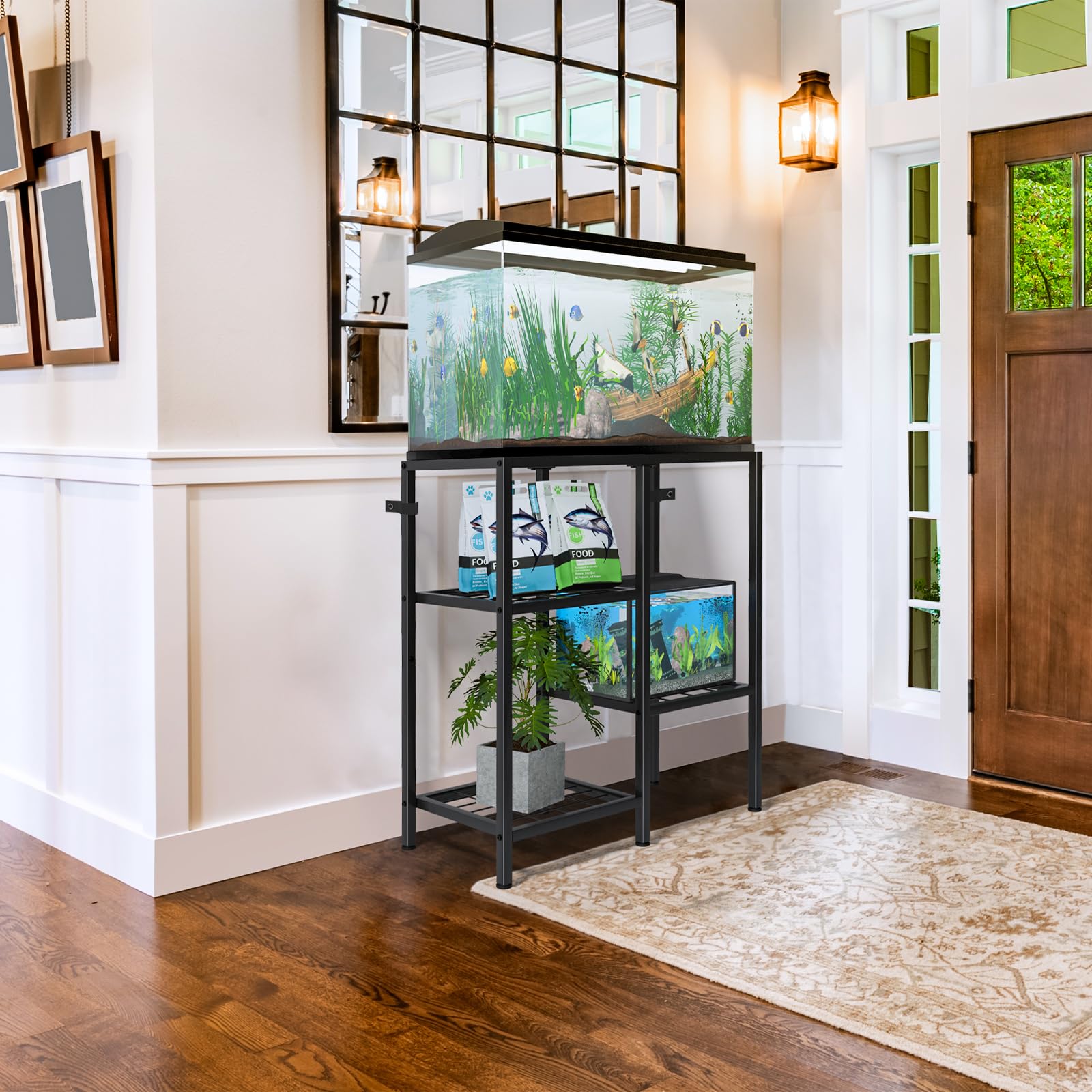 CADUKE aquarium stand office setup blends with workspace and tank display