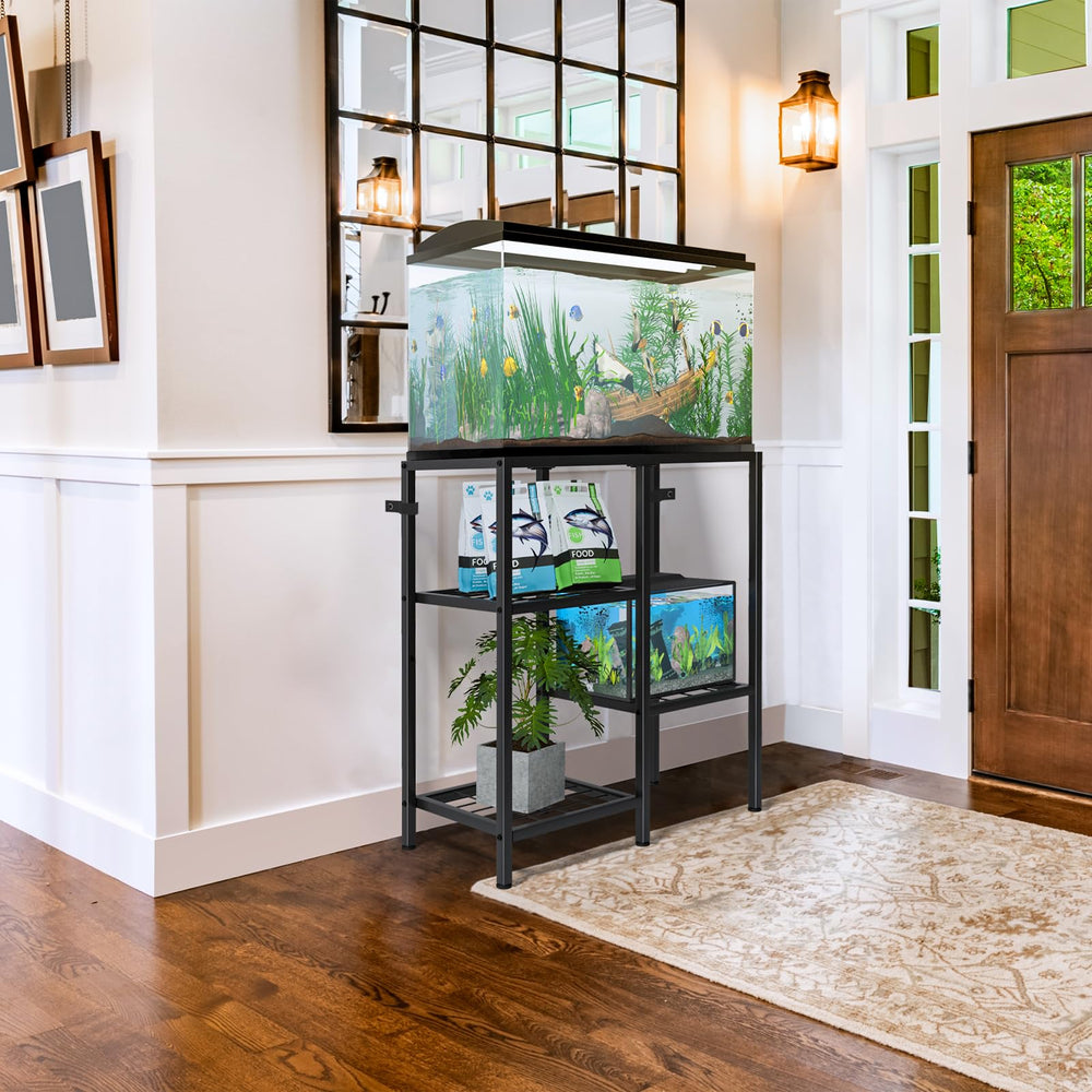 CADUKE aquarium stand office setup blends with workspace and tank display