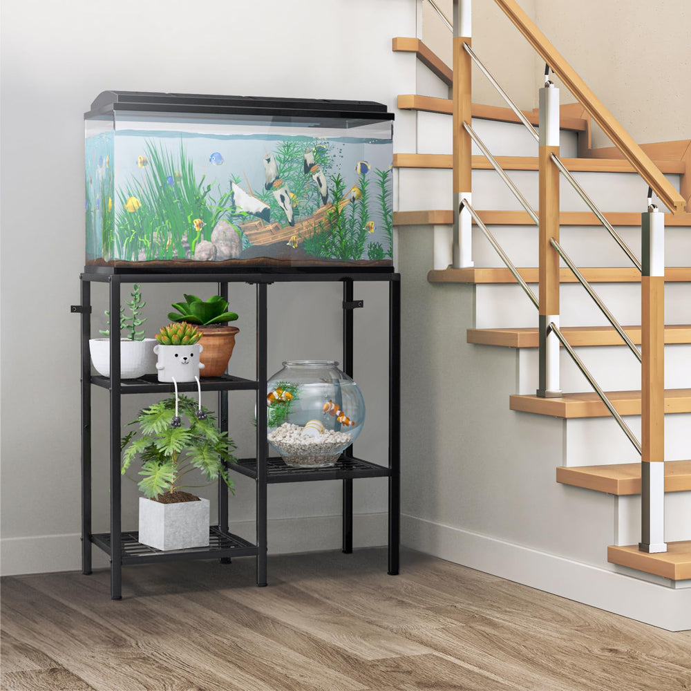 CADUKE aquarium stand open shelves for easy-access tank accessories