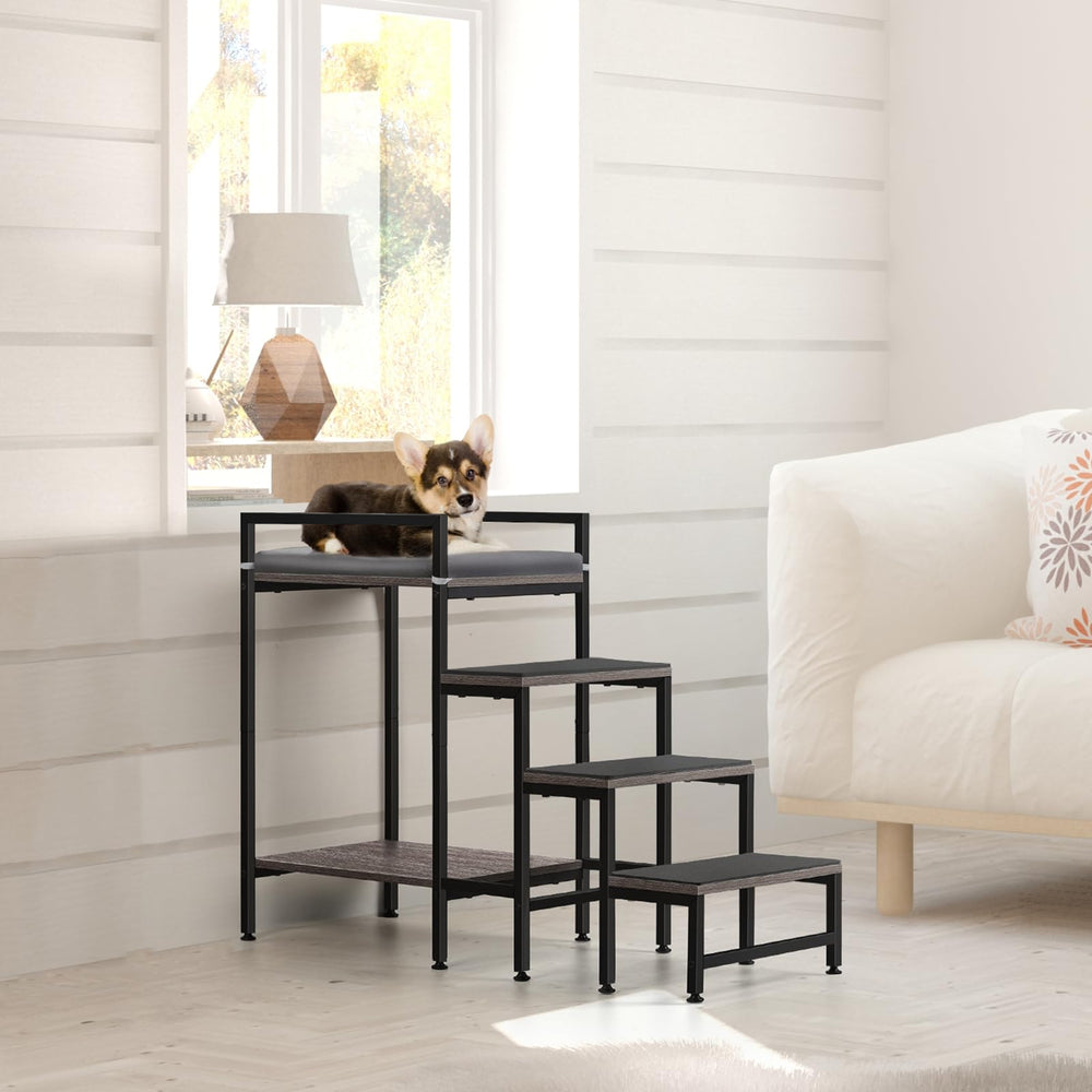 CADUKE Pet Window Perch with Stairs simple assembly guide included.