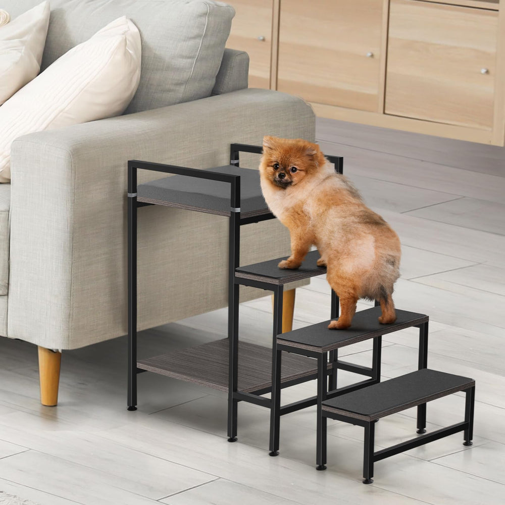 CADUKE Pet Window Perch with Stairs durable frame supports small pets safely.