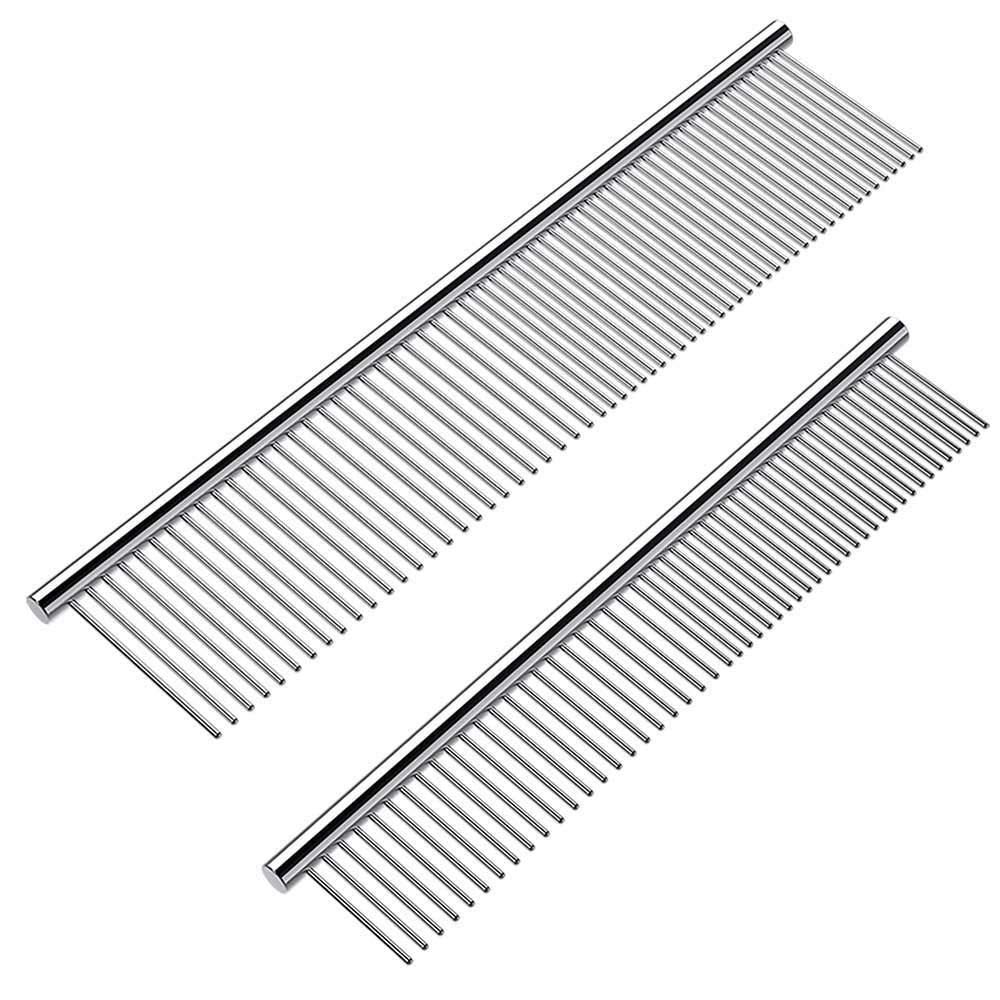 Cafhelp dog comb with rounded ends close-up, gentle detangling for sensitive skin.
