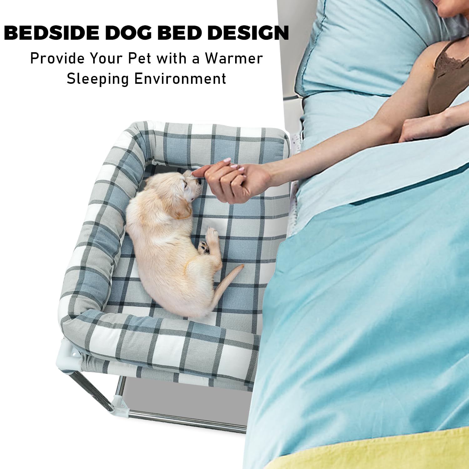 Caghash bedside cosleeper pillow-extension view shows extended support for cozy leaning