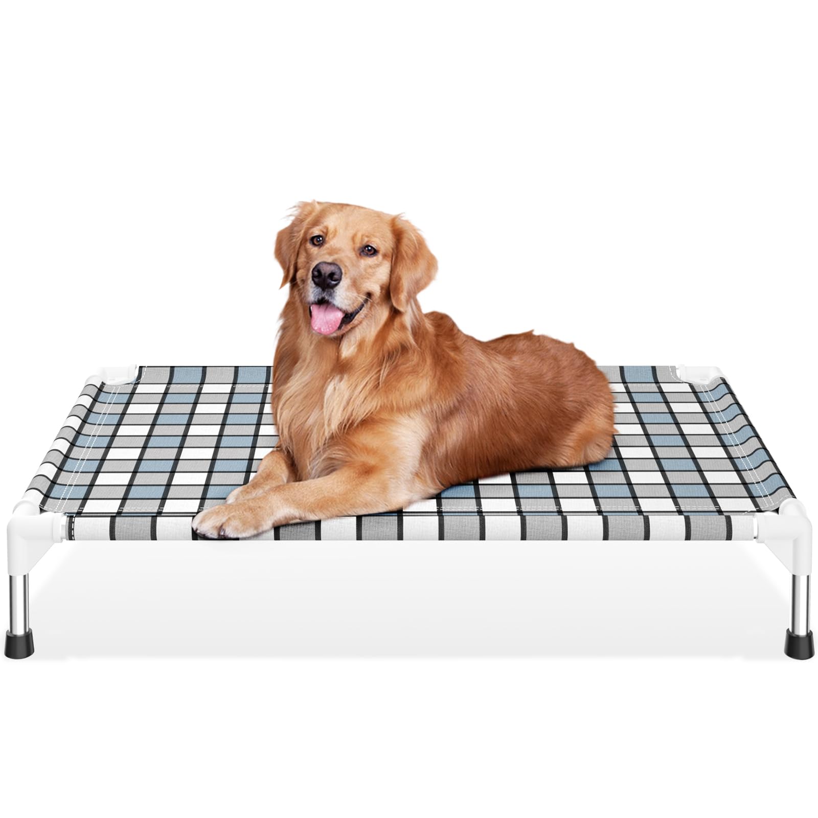 Caghash elevated dog bed frame-assembly showcases sturdy setup for durable outdoor use.