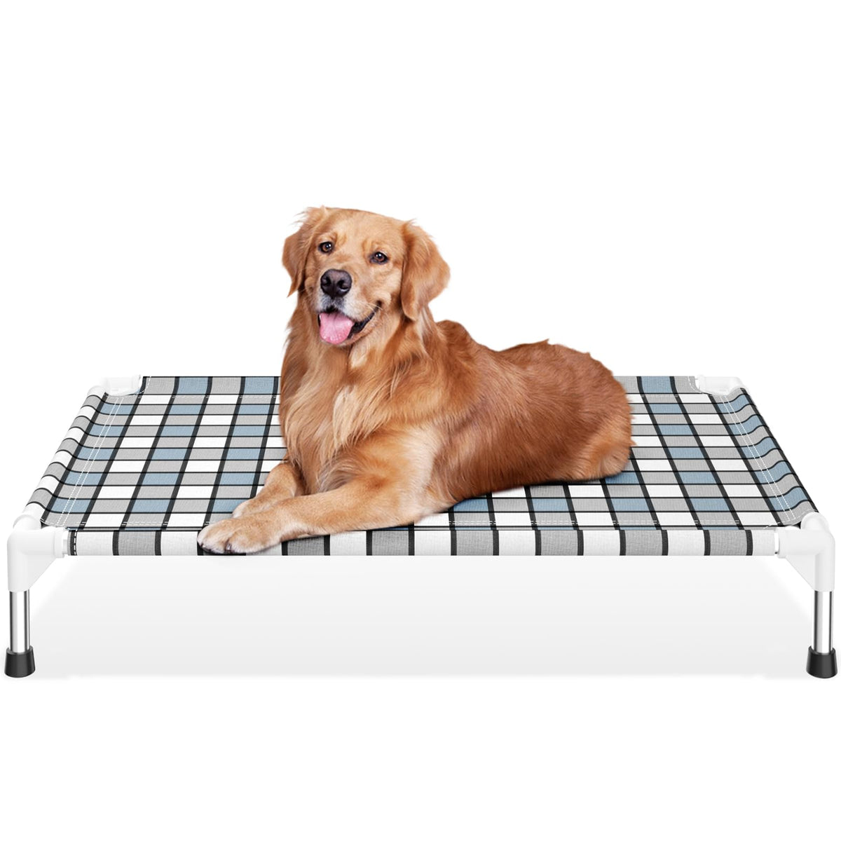 Caghash elevated dog bed frame-assembly showcases sturdy setup for durable outdoor use.