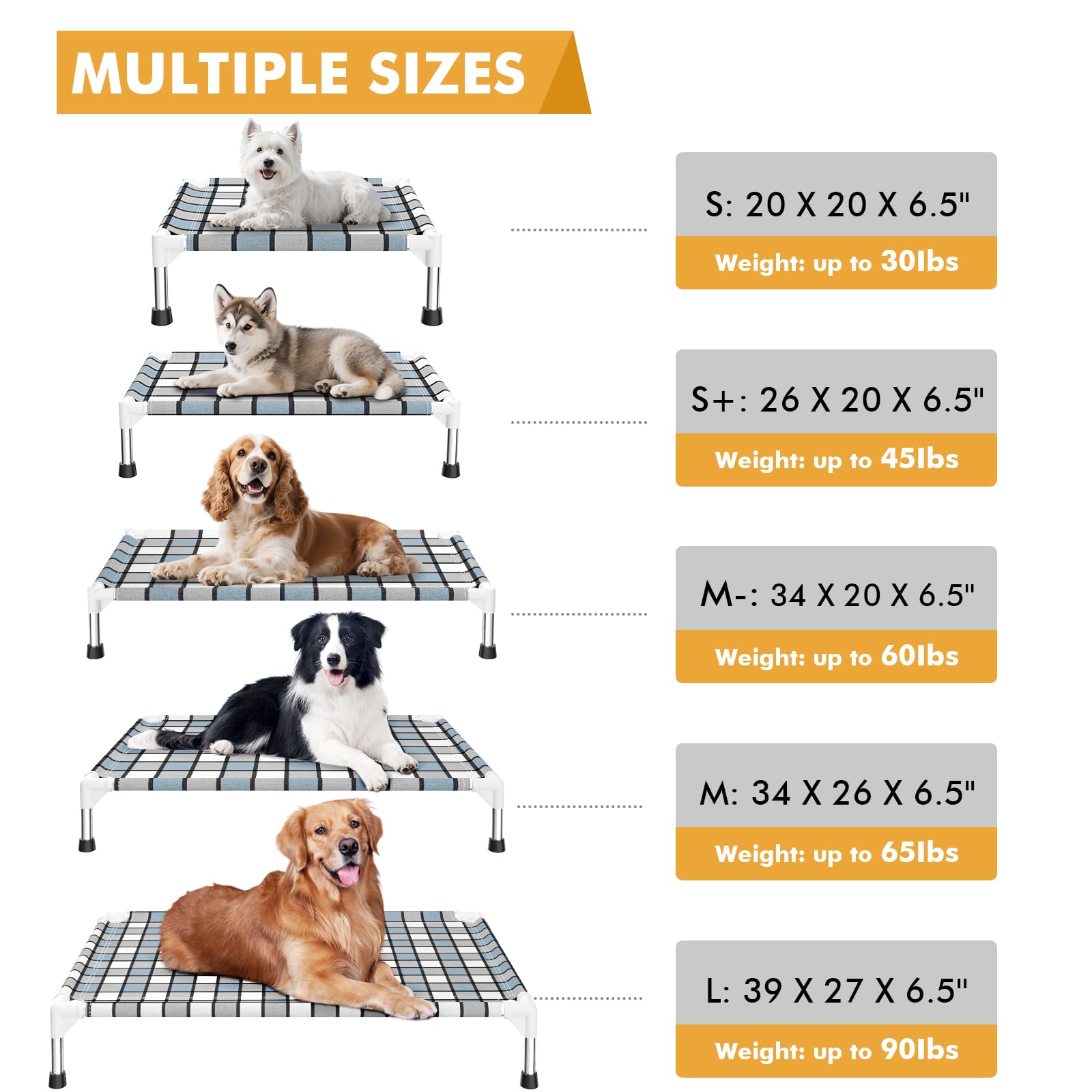 Caghash elevated dog bed plush-top offers soft bedding for cozy lounging.