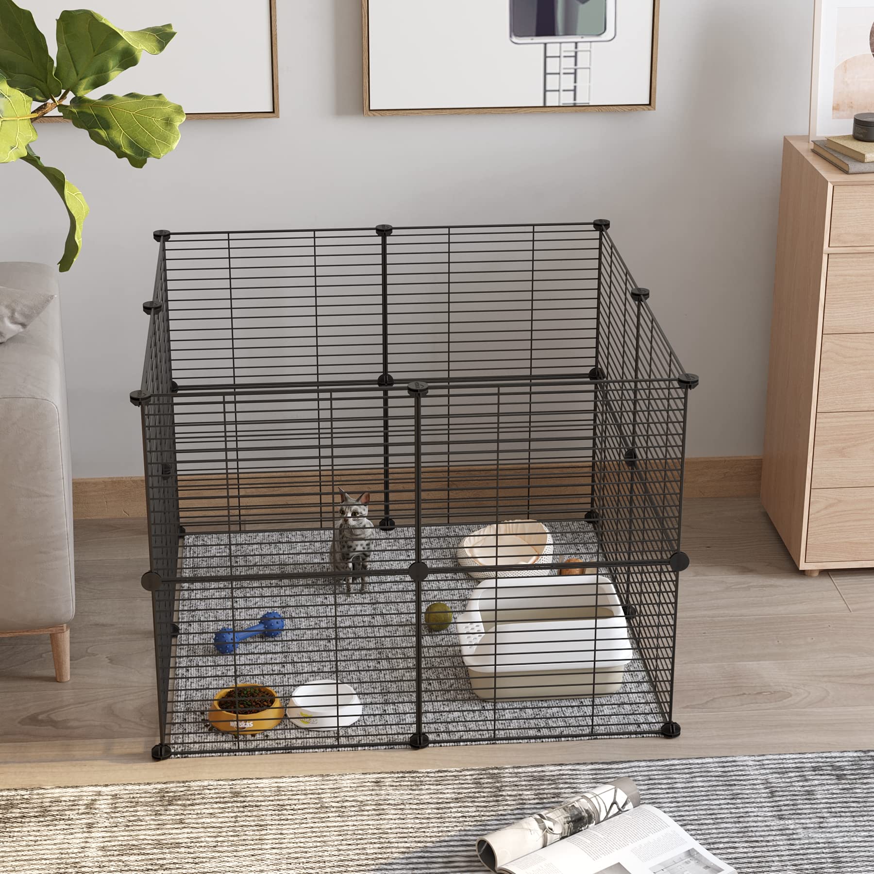 C&AHOME Pet Playpen cable ties reinforce enclosure stability during active play.