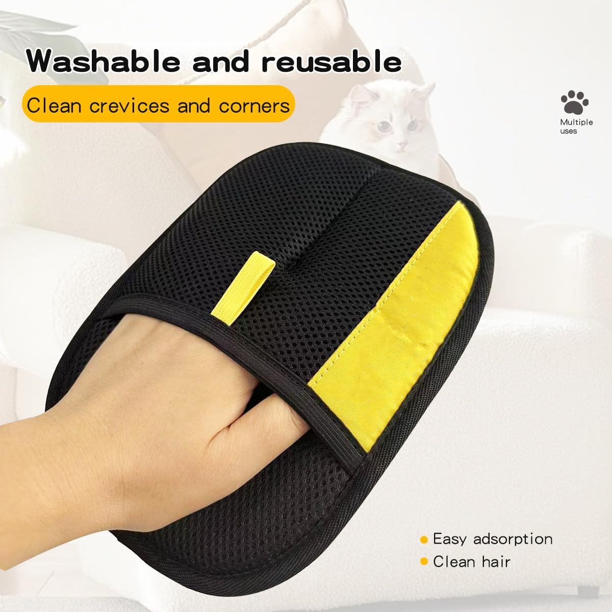 CAIBAO gloves anti-static cleaning demonstrates efficient hair containment.