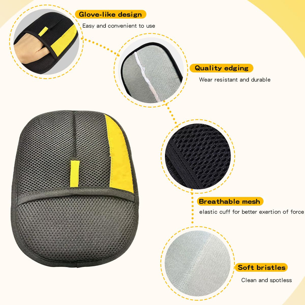 CAIBAO gloves cleaning furniture and car seats for quick tidying.