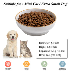 Caigmo cat bowls 3-pack side view; sturdy ceramic won’t tip easily.