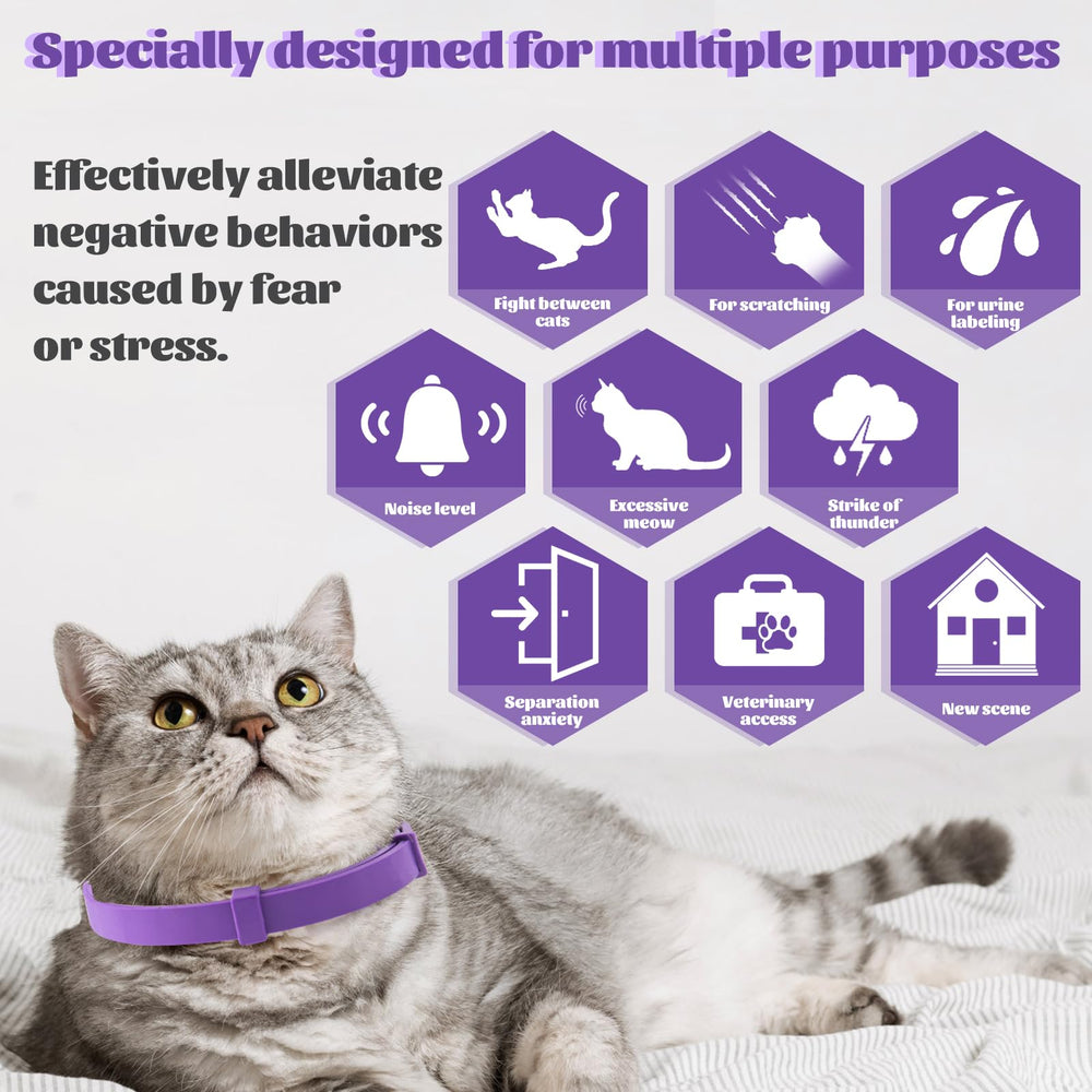 cailenifdc closeup pheromone collar highlights safe, non-addictive stress relief for cats.