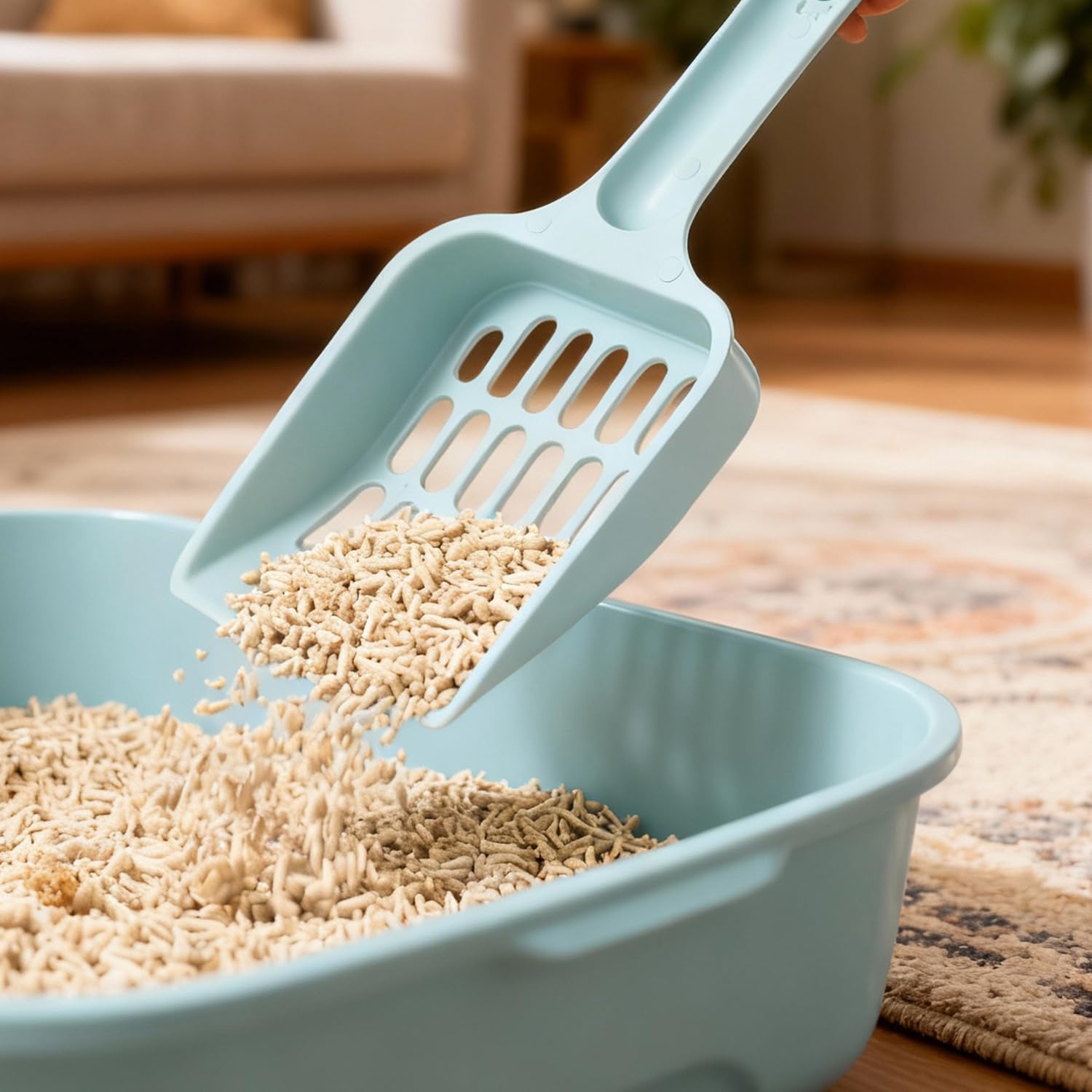 Caiqicome reach-corners scoop fits deep litter boxes for thorough cleaning