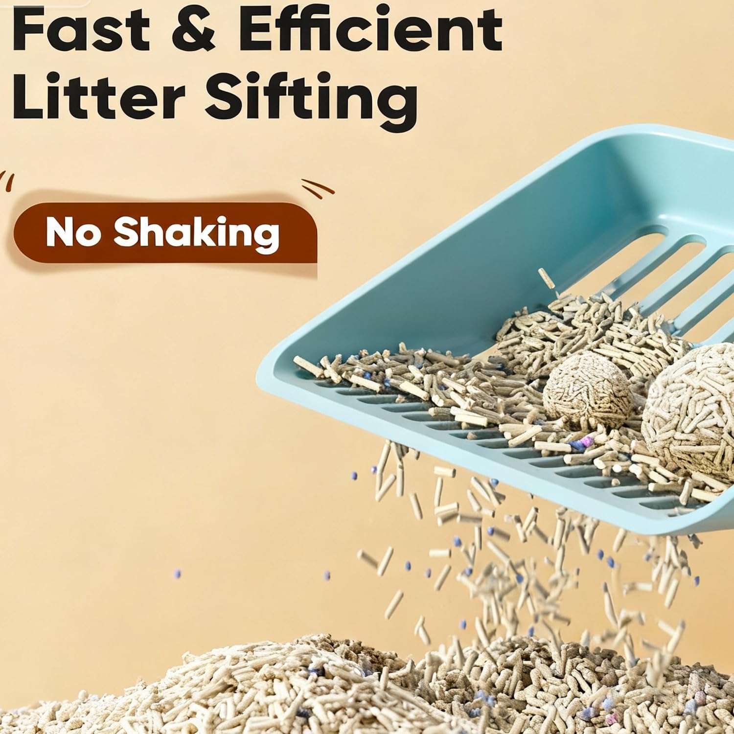 Caiqicome litter box cleaner helps reach corners and remove stubborn waste