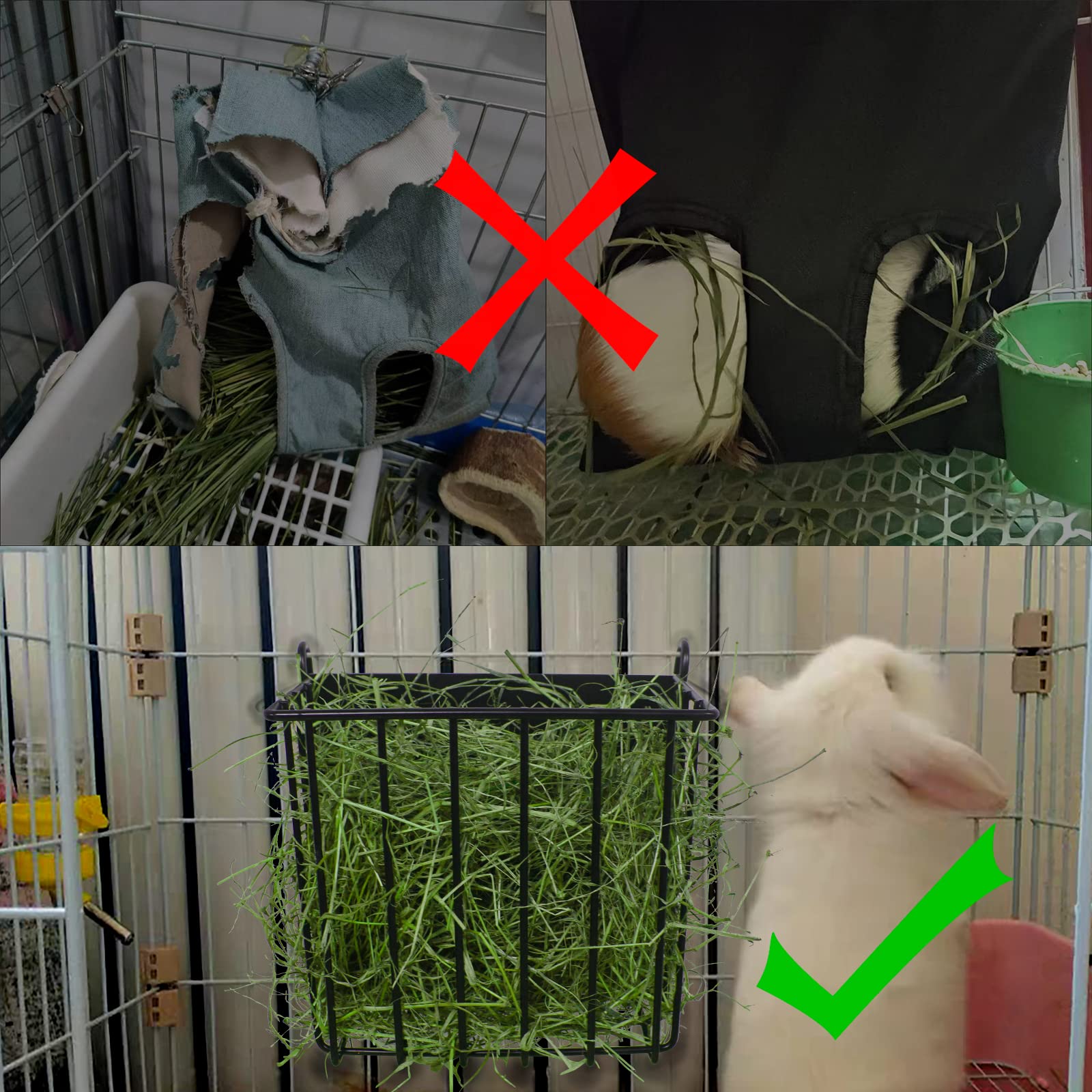 CAIQINLI hay feeder mouth design allows easy filling and daily hay access
