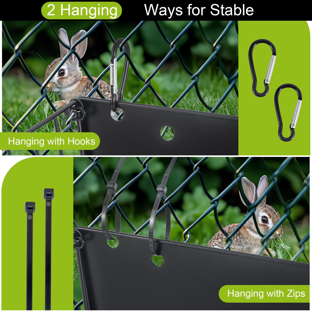 CAIQINLI Rabbit Hay Feeder large-mouth opening for quick refilling.