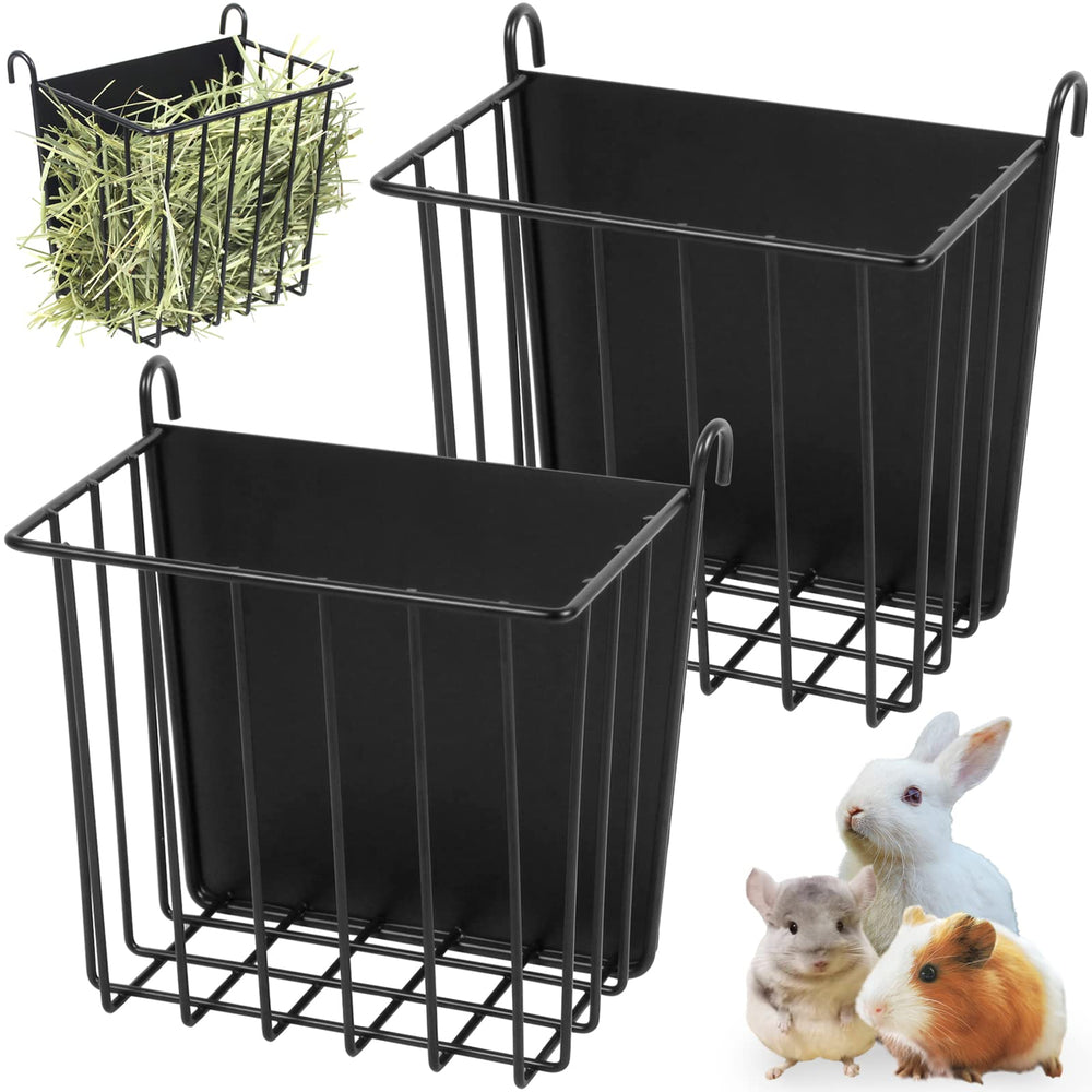 CAIQINLI rabbit hay rack with heavy-duty metal frame, two-pack for organized feeding