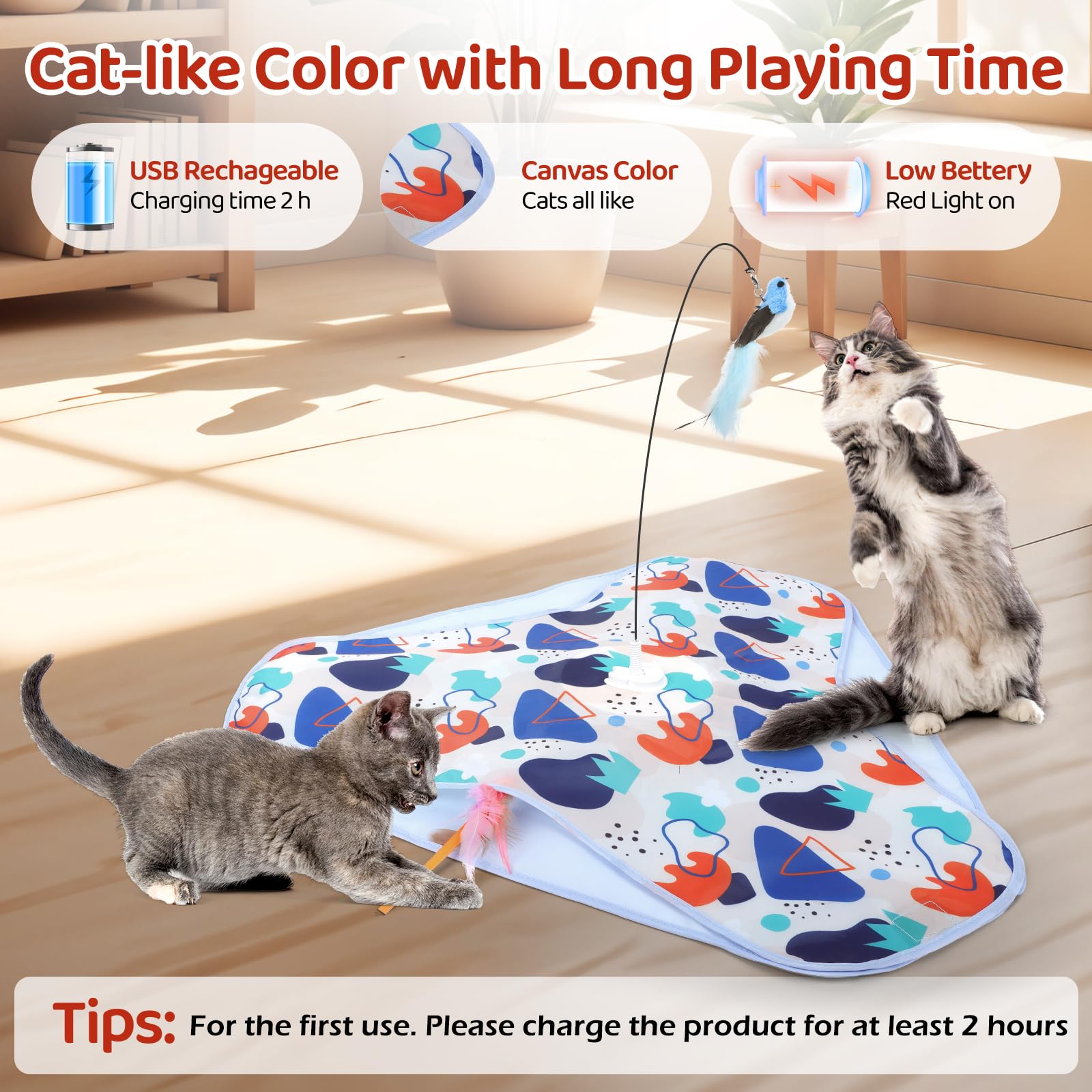 CaitPal cat toy replaceable birds ensure ongoing, extended play.