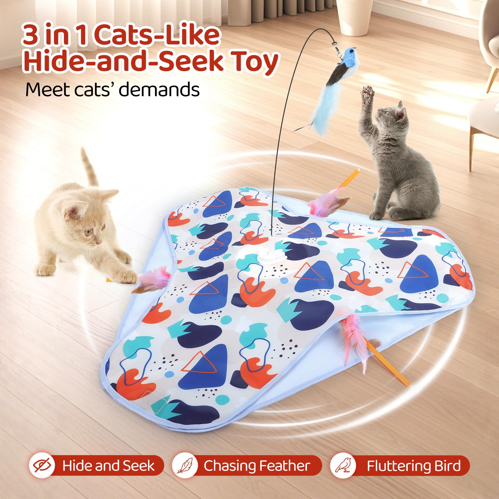 CaitPal interactive cat toy feathers move to trigger pouncing and play.