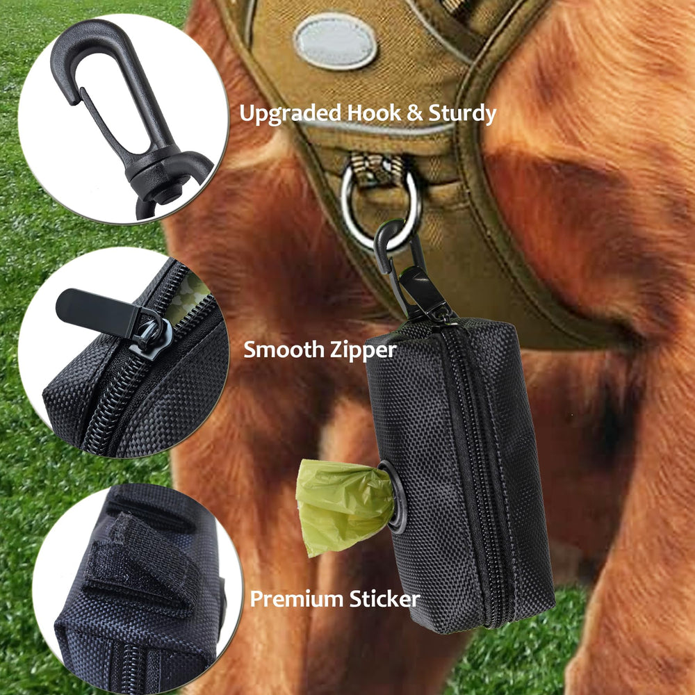 CAKOVANO dog poop bag holder clipped on leash enables hands-free walks