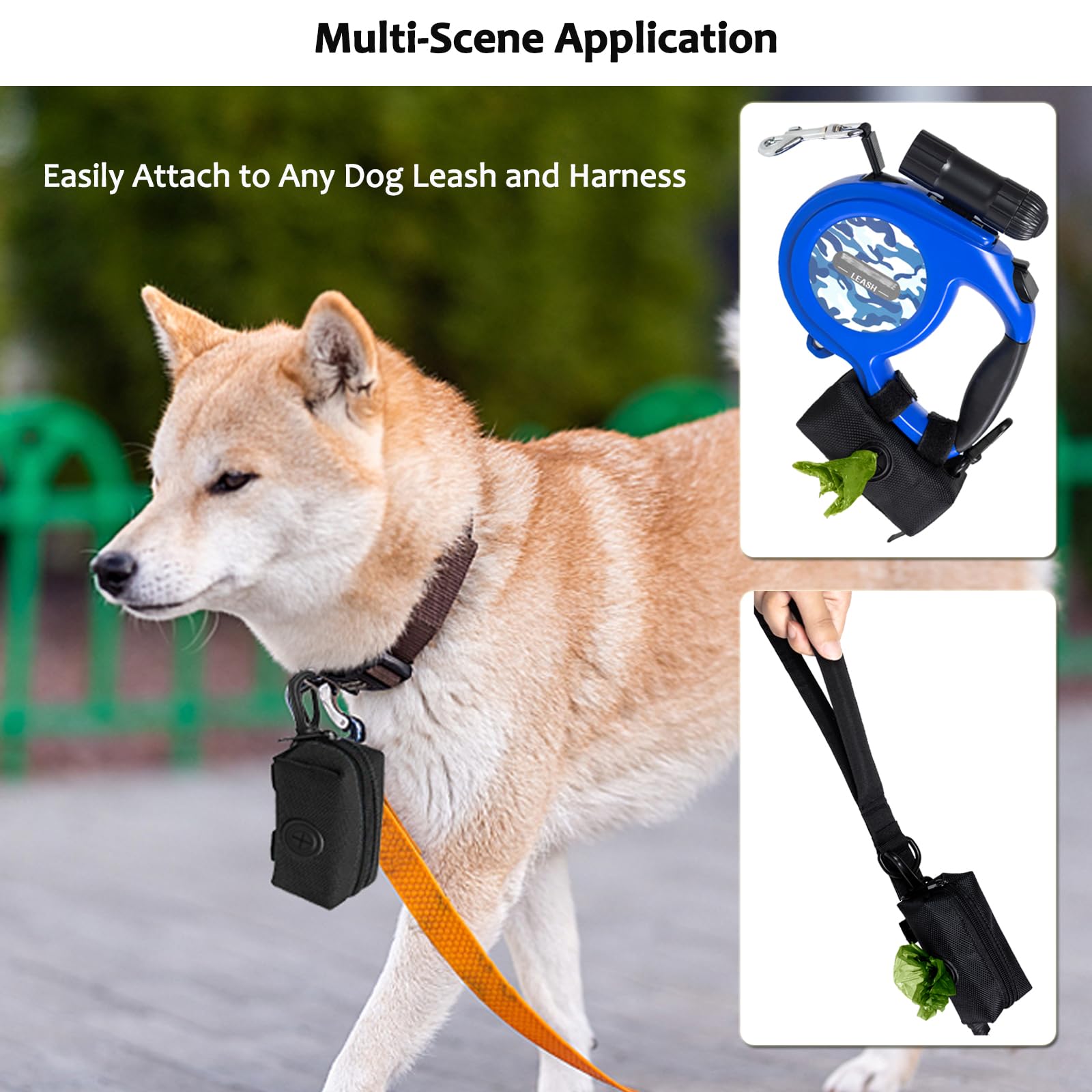 CAKOVANO dog poop bag holder includes four-roll refill bundle for long trips