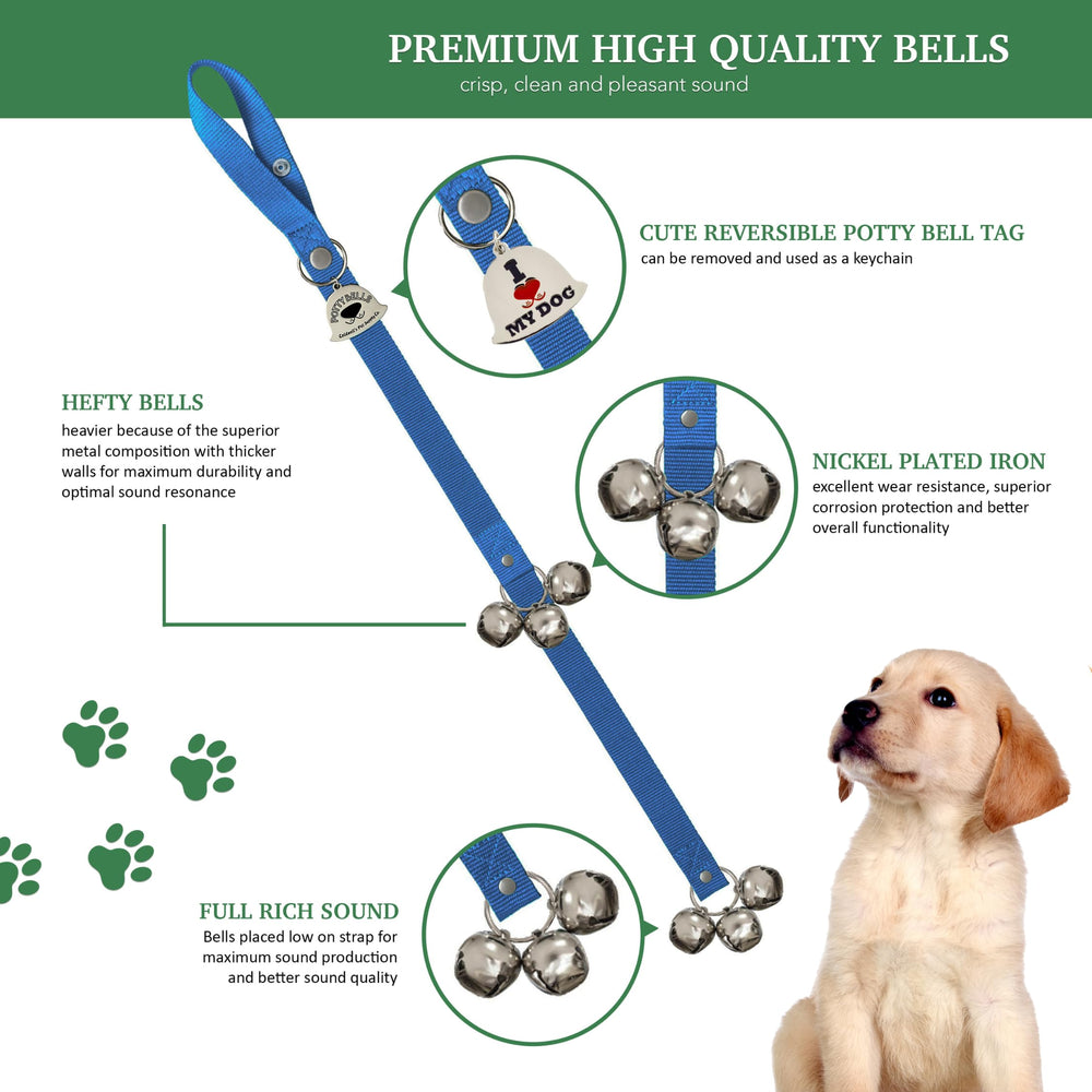 Caldwell's Dog Potty Bells closeup shows button-free design for simple use.