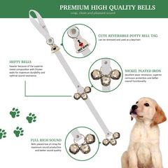 Caldwell's Pet Supply Co. dog potty bells closeup in white highlighting a simple training cue.