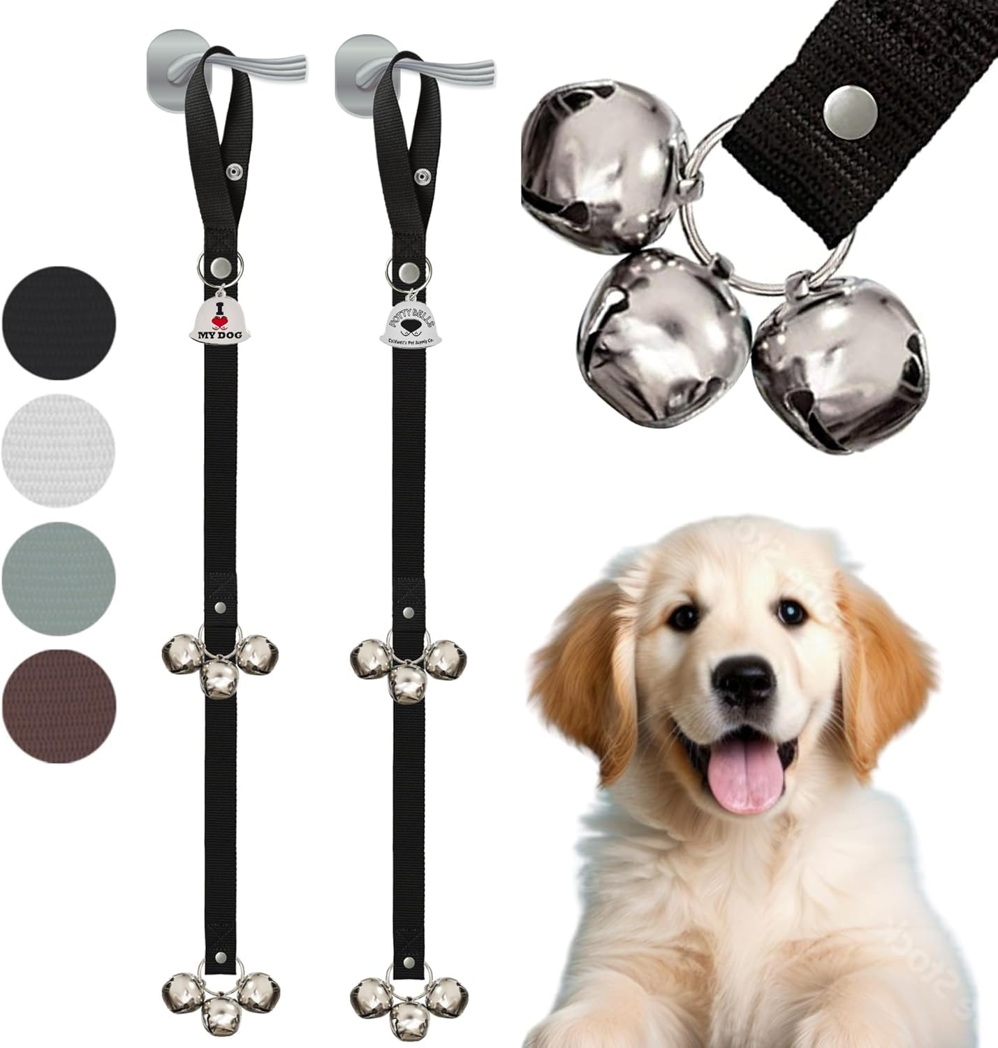 Caldwell's night-friendly potty bells in black support calm, predictable potty cues.