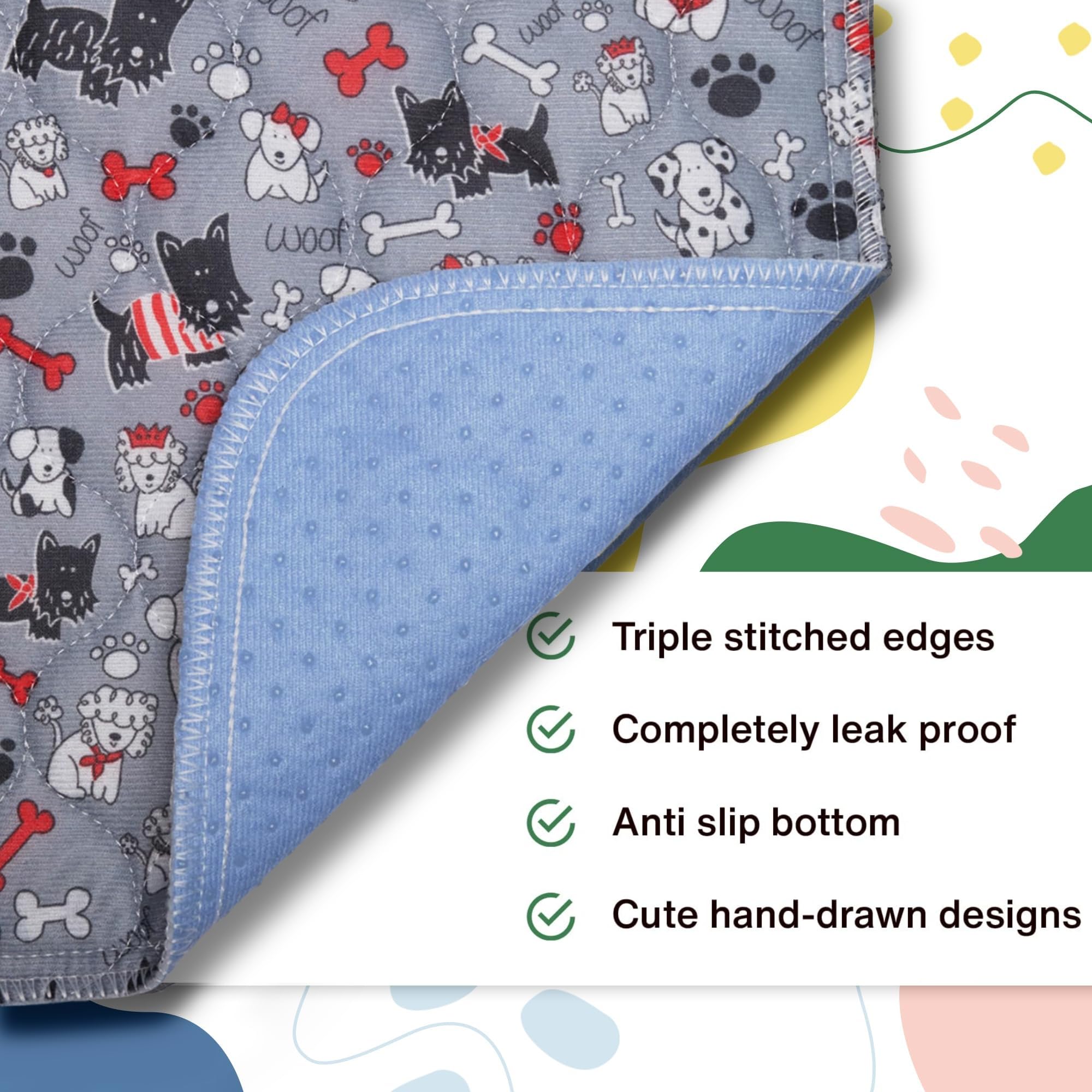 Caldwell's Potty Pad in a puppy playpen demonstrates versatile potty mat use.