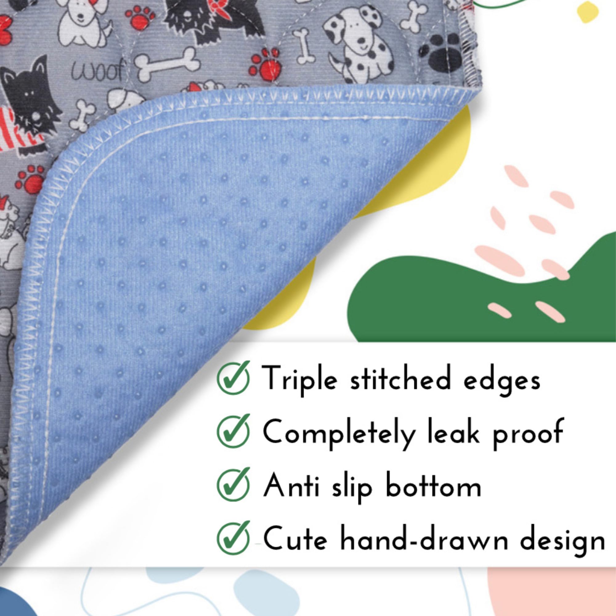 Caldwell's puppy potty mat features edge-to-edge protection against leaks