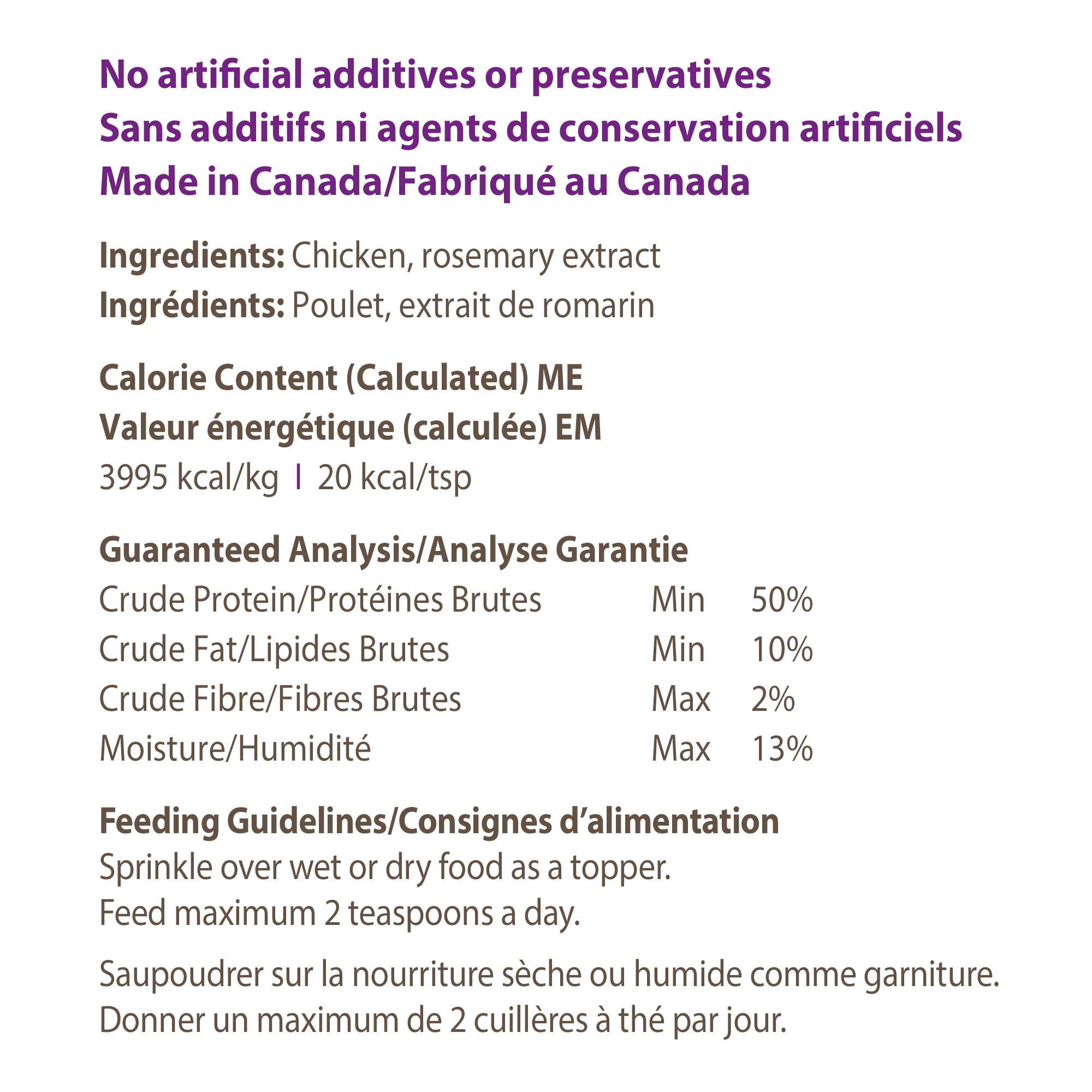 Caledon Farms Chicken Sprinkles Topper close-up chicken texture for protein boost