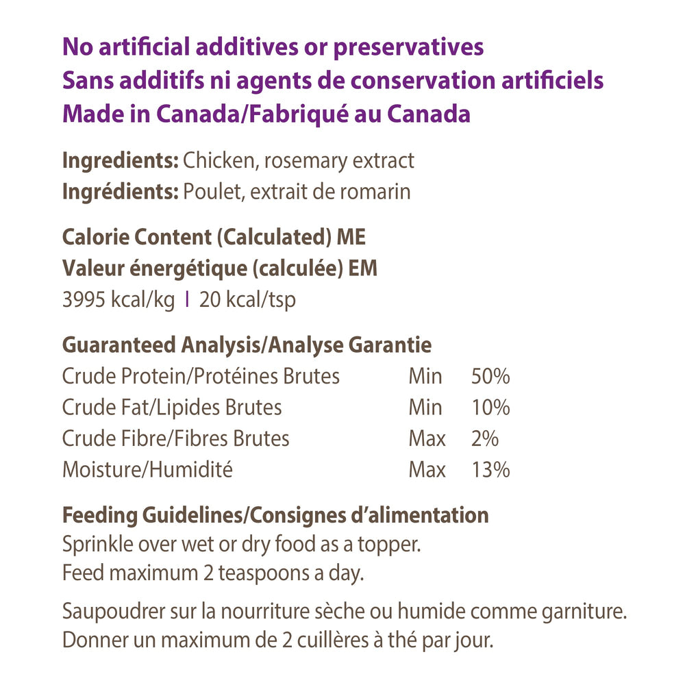 Caledon Farms Chicken Sprinkles Topper close-up chicken texture for protein boost