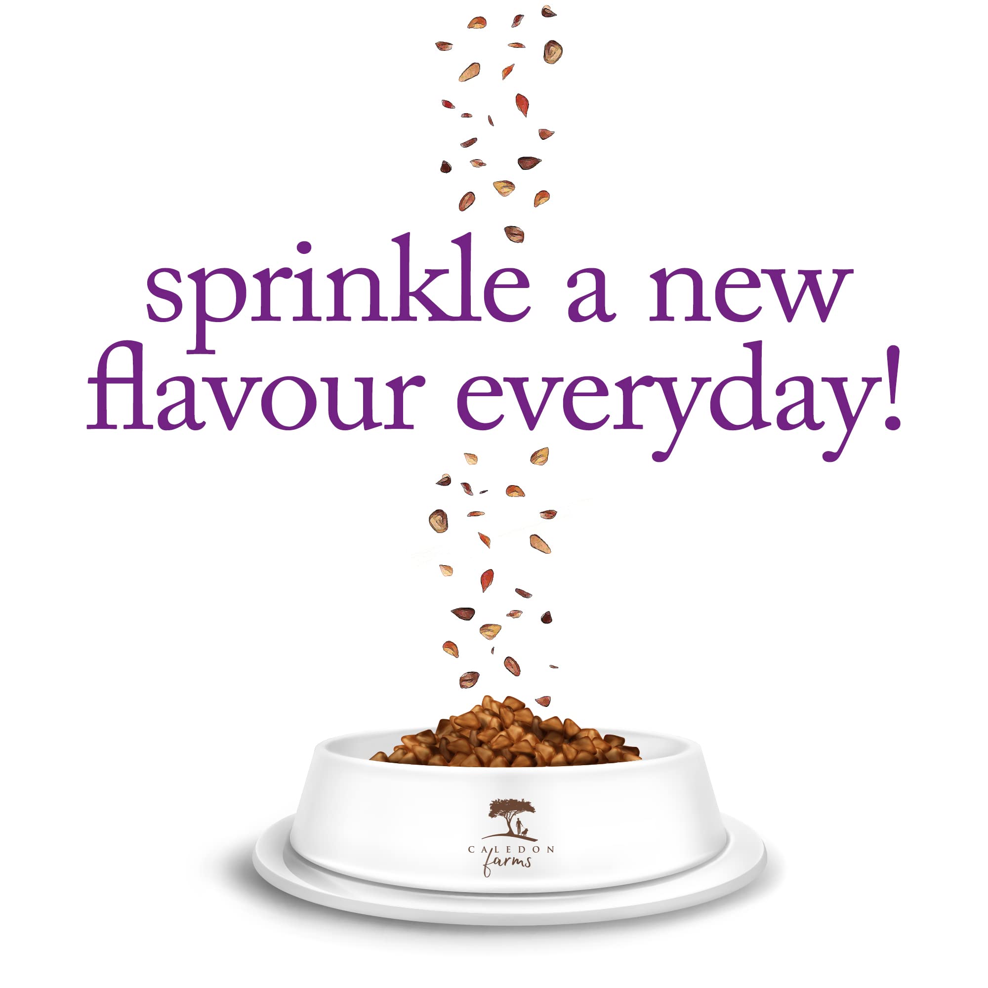 Caledon Farms Chicken Sprinkles Topper front-label view shows clear ingredients and purpose