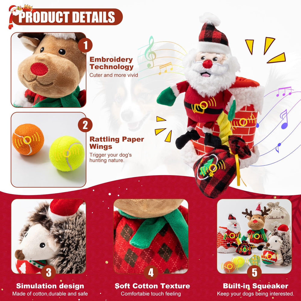 Calibonbon hedgehog with holiday ball plush invites gentle chewing and fetch fun