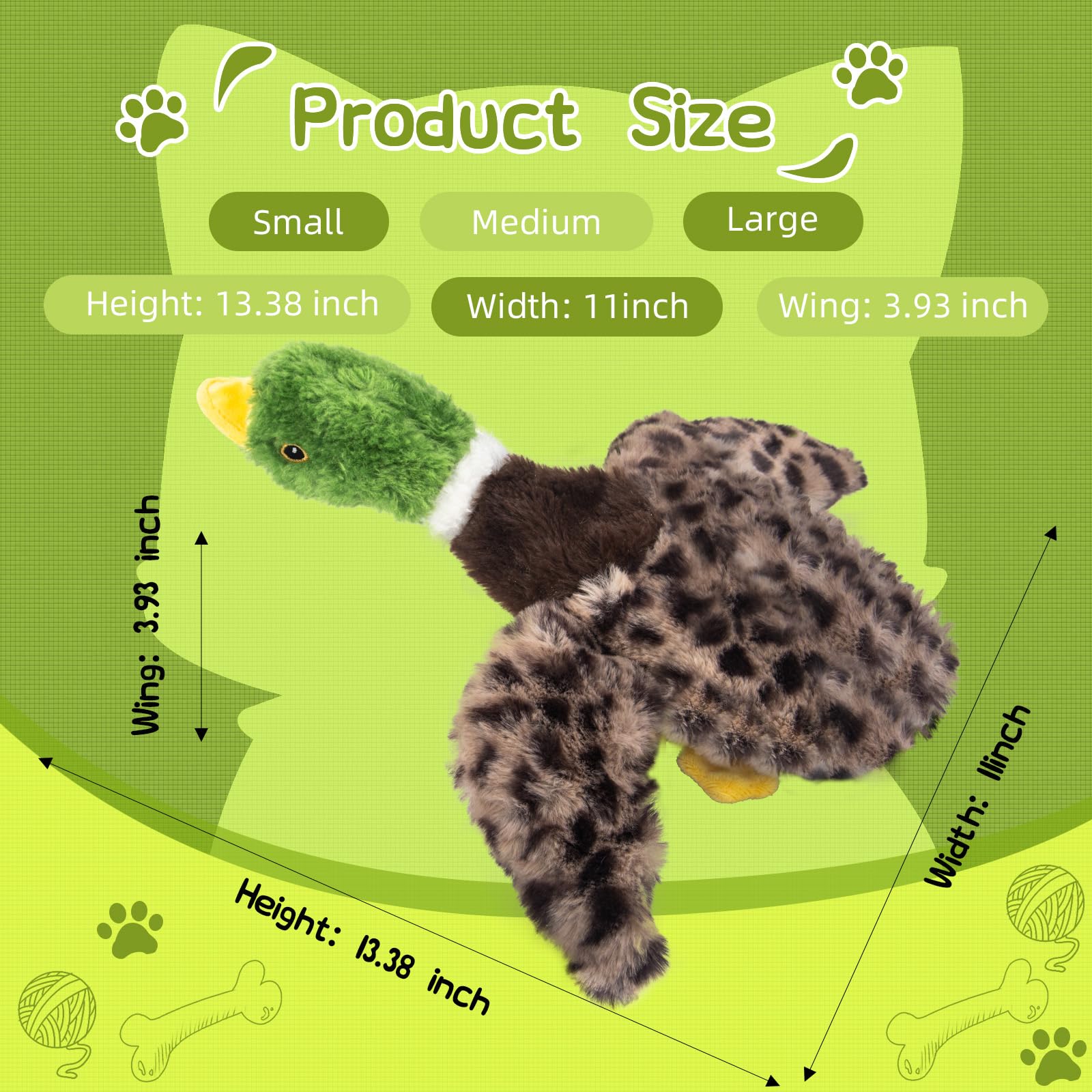 Calibonbon dog squeaky mallard toy featuring crinkle sound for mental stimulation