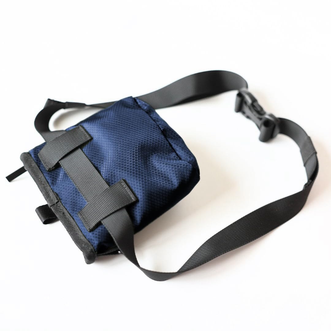 Callieco mini dog treat pouch closeup blue shows compact hands free design for walks