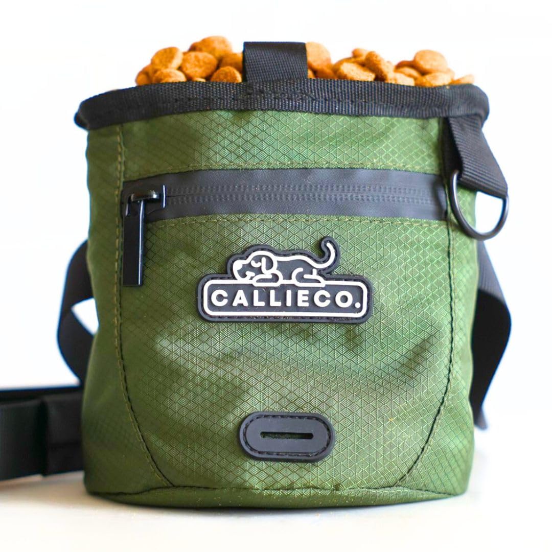 Callieco mini dog treat pouch with magnetic closure for quick one-handed access