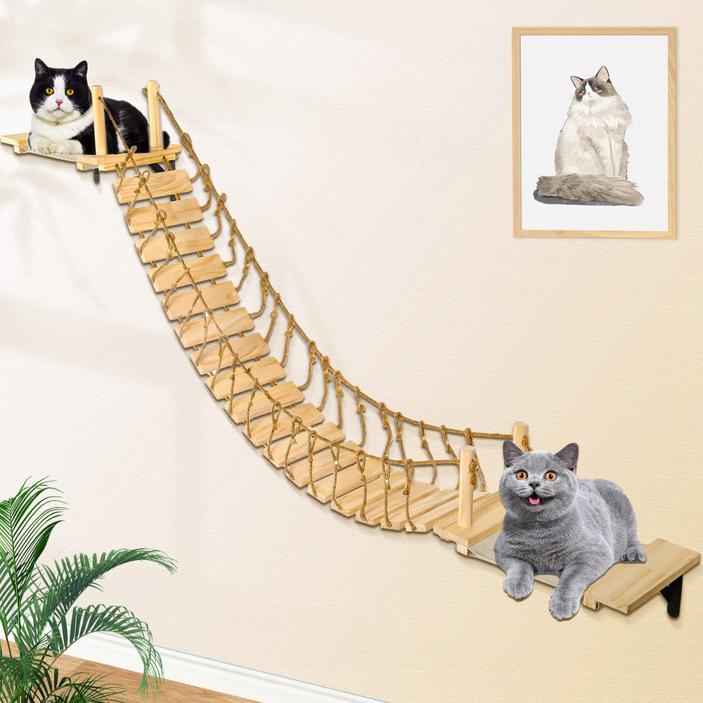 Calmbee Cat Wall Shelves bridge provides a safe, spacious play path for curious cats.
