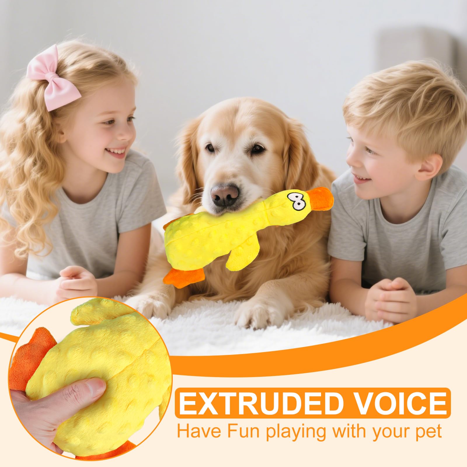 Calming Ducks Dog Toy bite resistant construction supports lasting chews